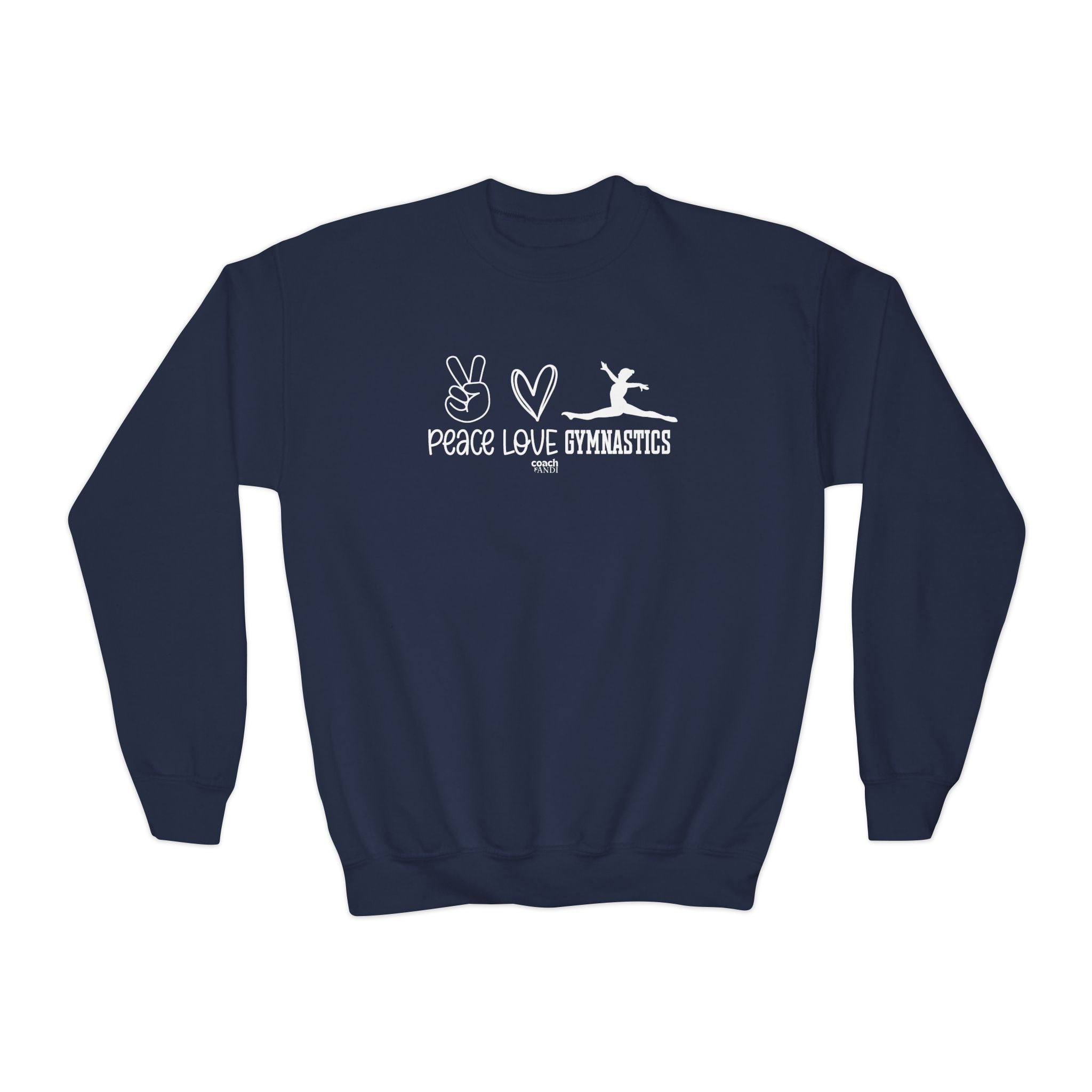 Peace, Love, Gymnastics (Youth Crewneck Sweatshirt)