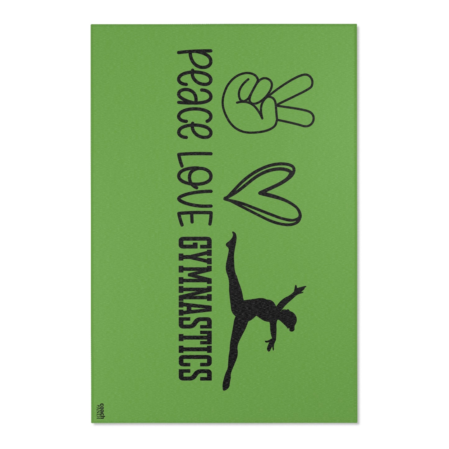 Peace, Love, Gymnastics-Green (Area Rugs)