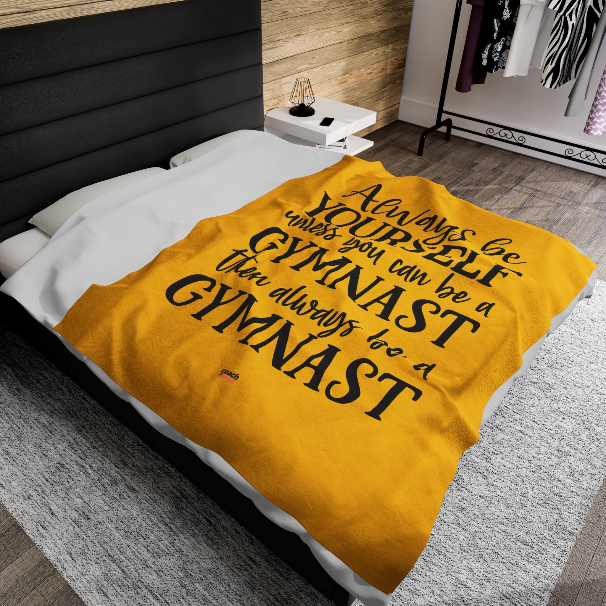 Always Be A Gymnast-Goldenrod (Velveteen Plush Blanket)