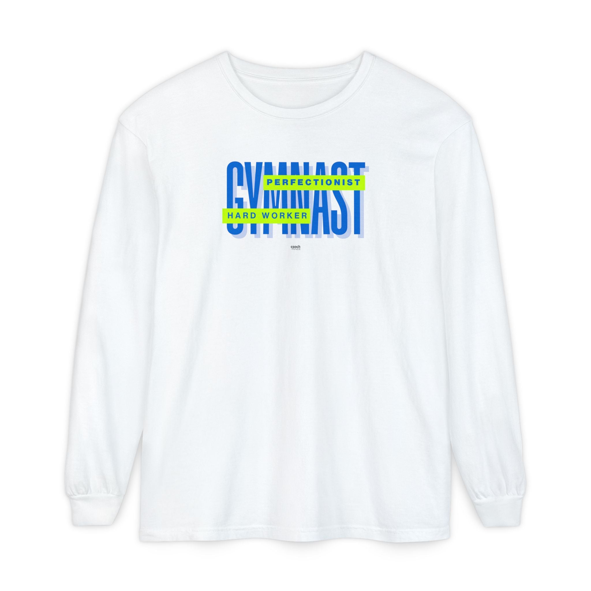 Gymnast Hard Worker Long Sleeve Shirt - Lime/Blue (Adult)
