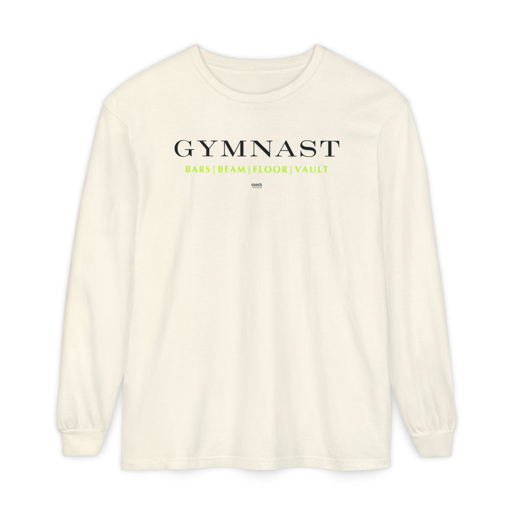 GYMNAST (Bars Beam Floor Vault) Long Sleeve Shirt - Lime (Adult )