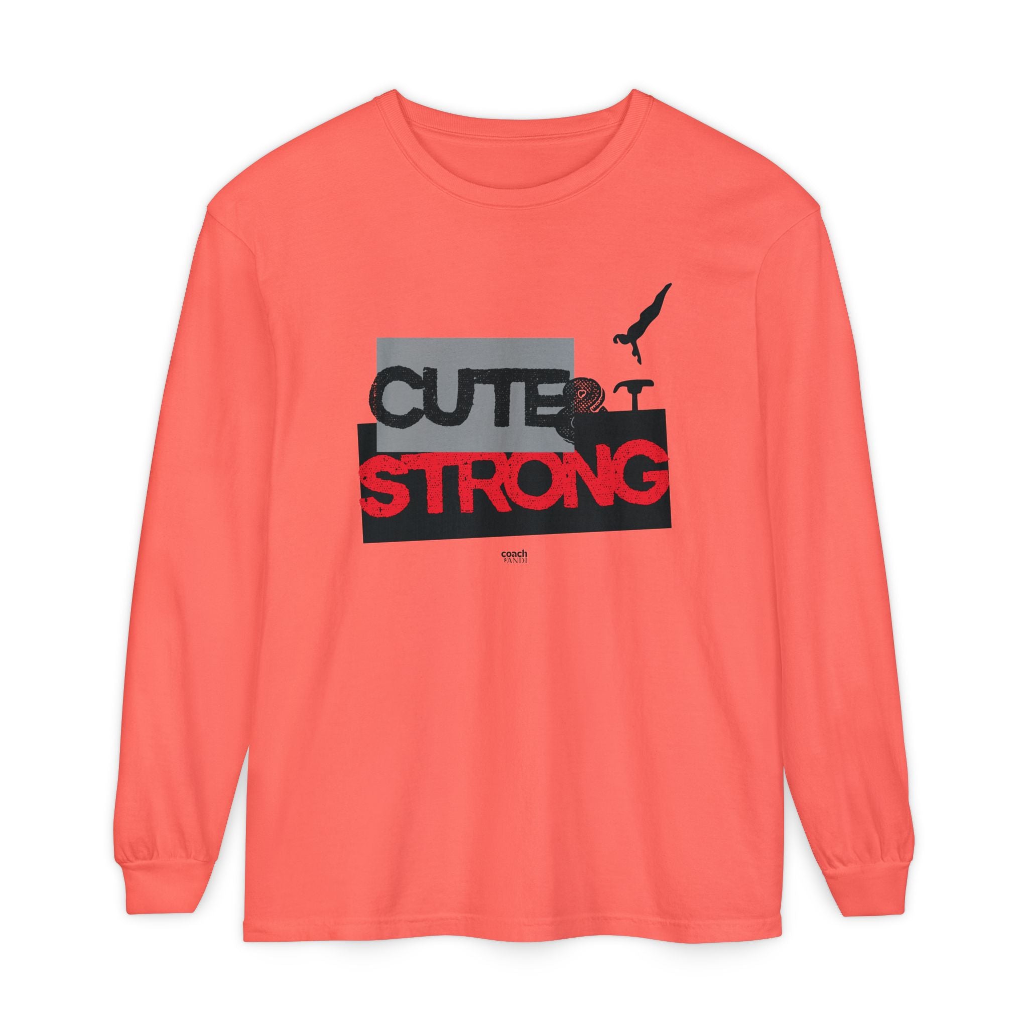 Cute & Strong - Red/Black (Adult Long Sleeve Shirt)