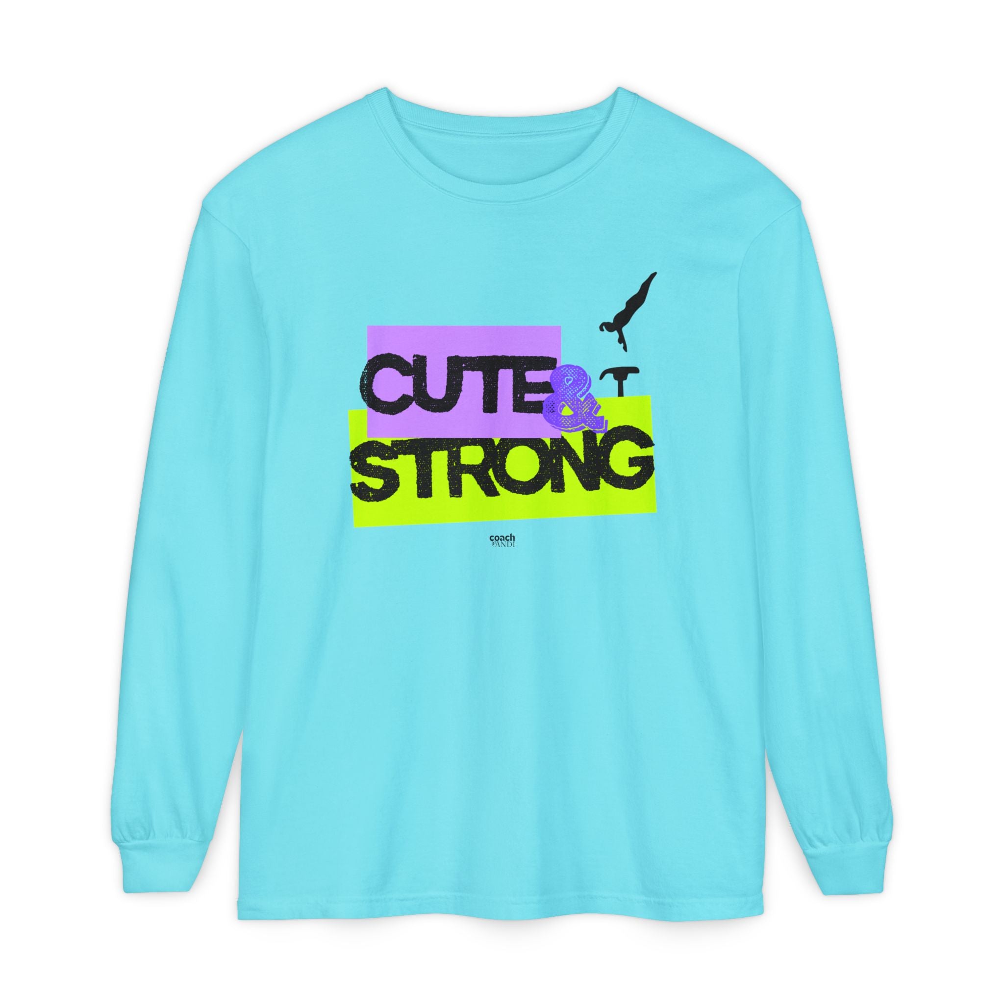 Cute & Strong - Aqua/Pink (Adult Long Sleeve Shirt)