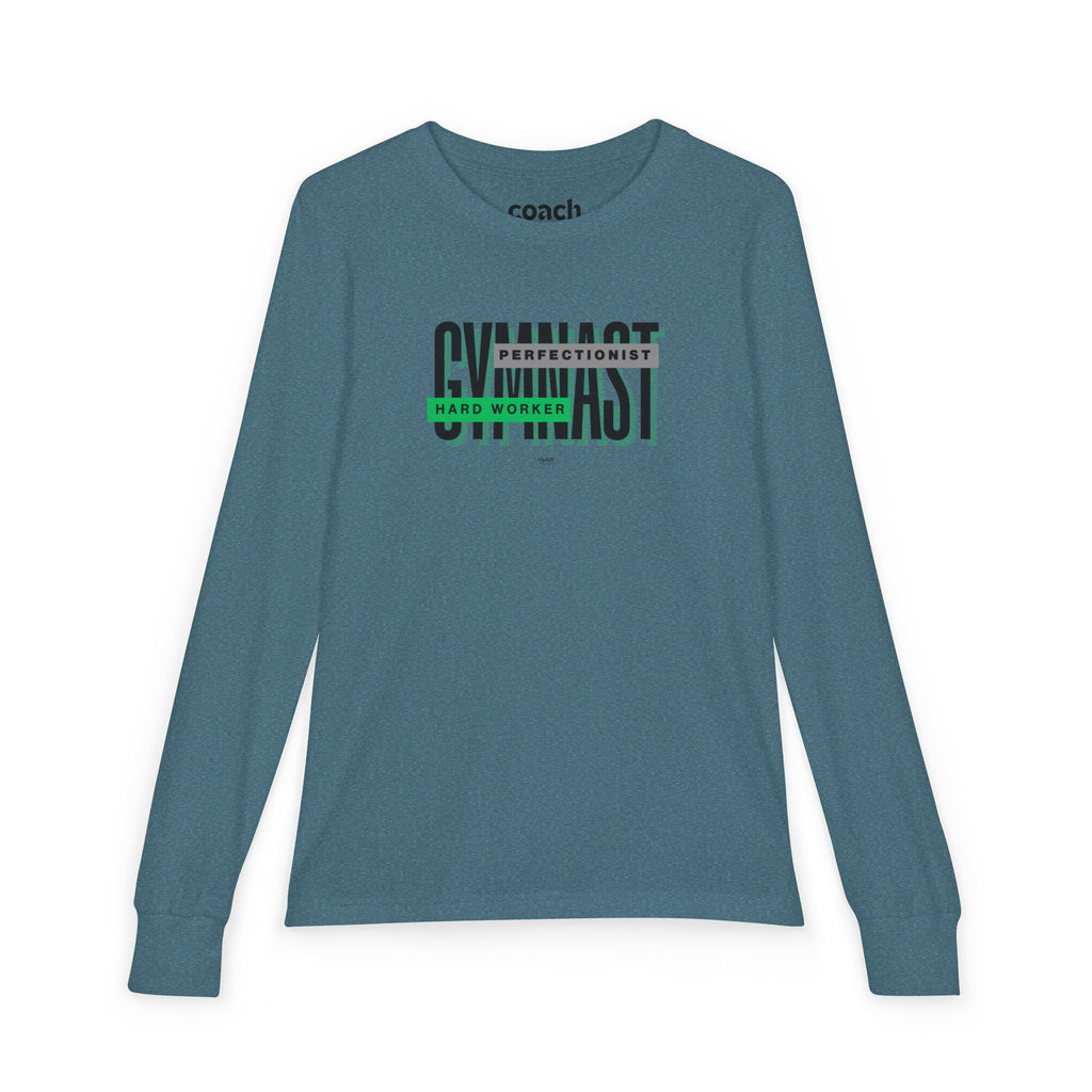Gymnast Hard Worker Long Sleeve Shirt - Green (Youth)