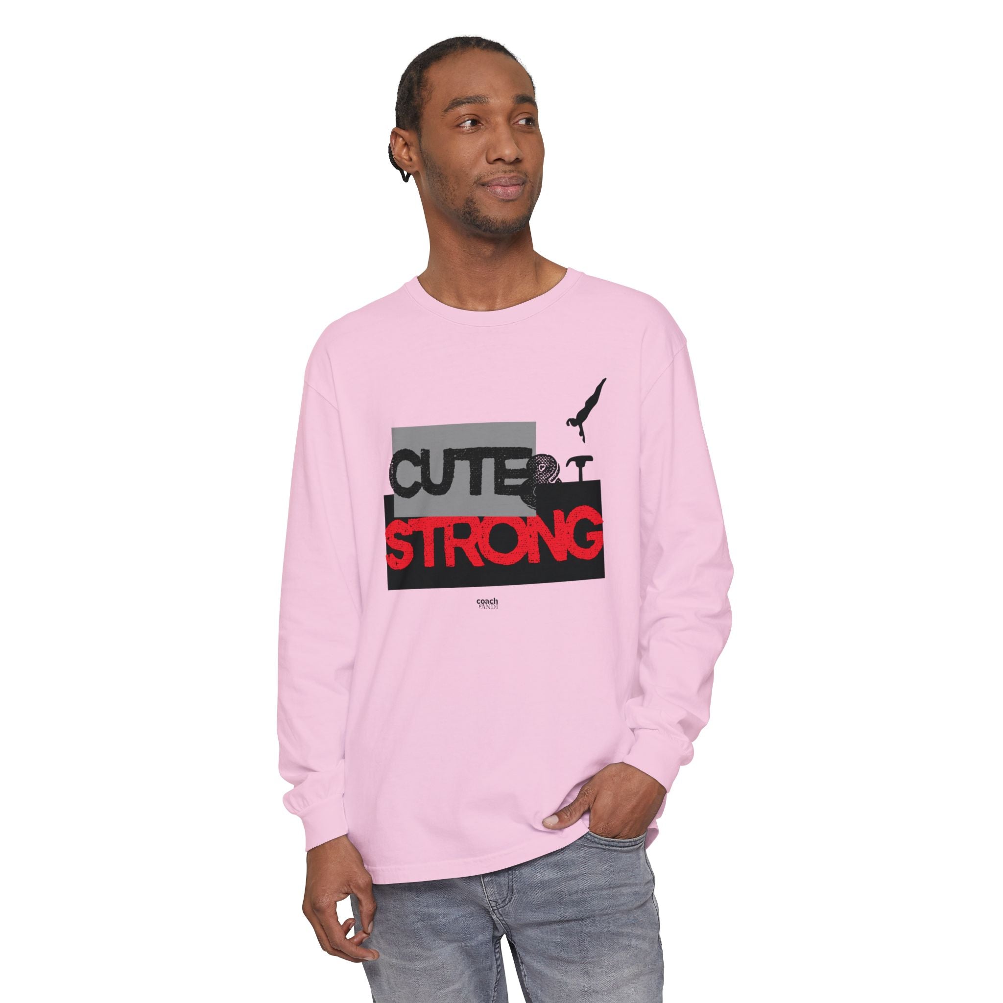 Cute & Strong - Red/Black (Adult Long Sleeve Shirt)