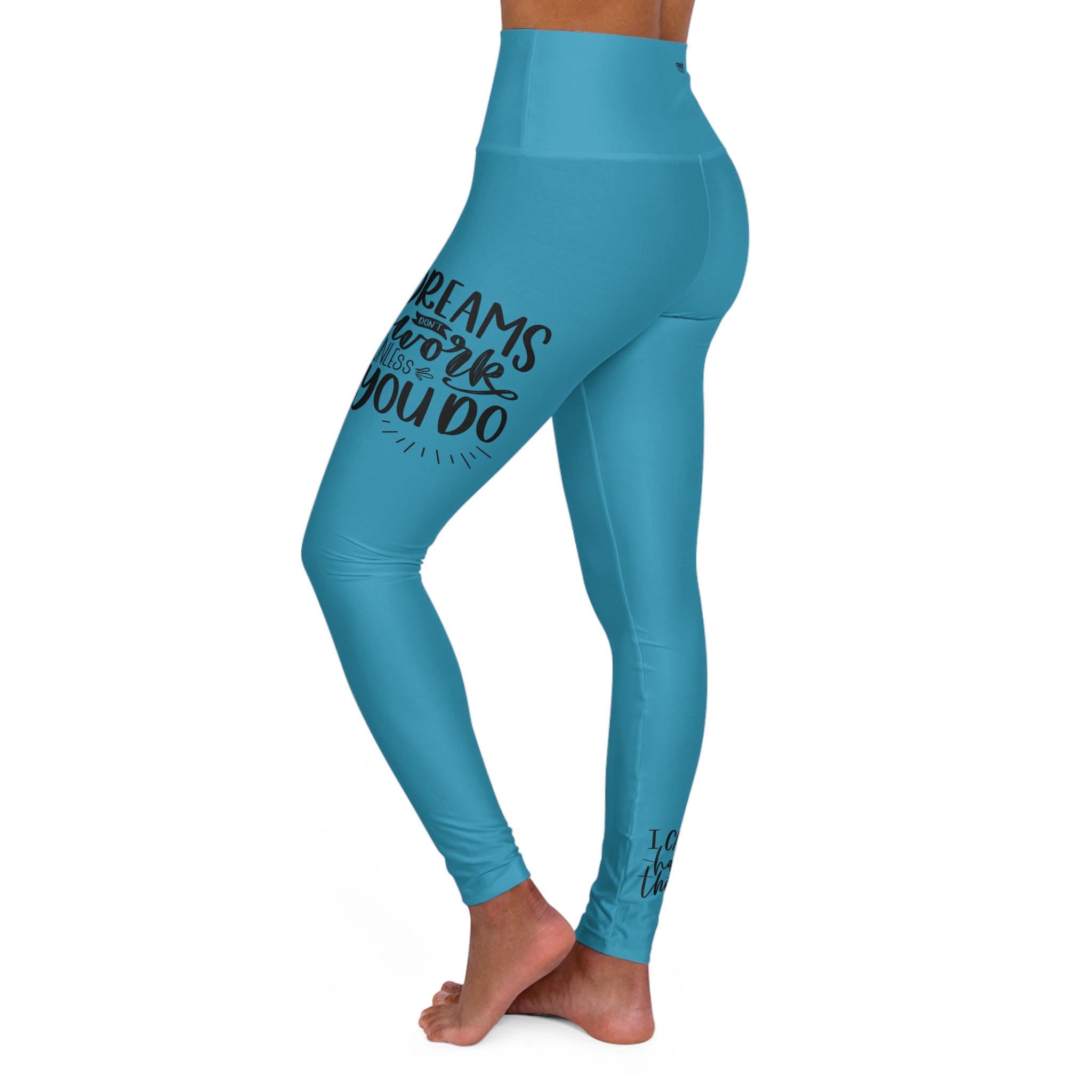Work Hard-Turquoise (Adult High Waisted Yoga Leggings (AOP))