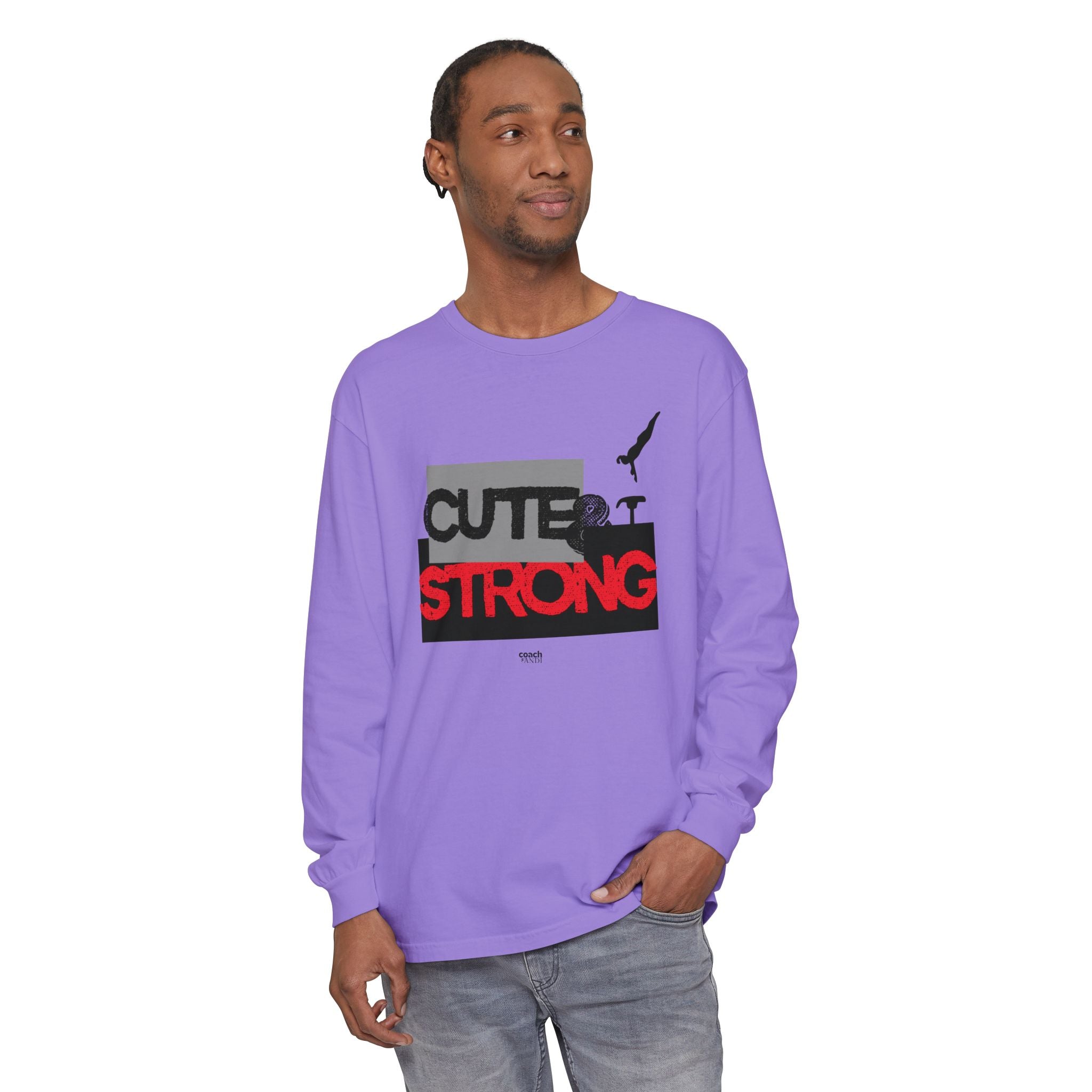 Cute & Strong - Red/Black (Adult Long Sleeve Shirt)