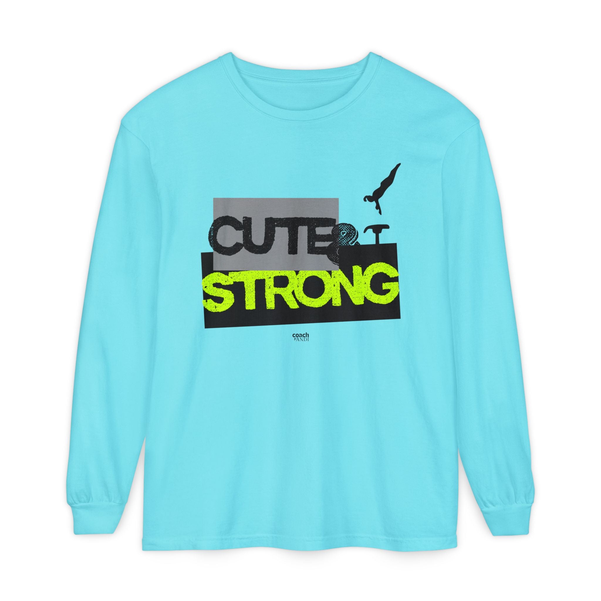 Cute & Strong - Lime/Black (Adult Long Sleeve Shirt)