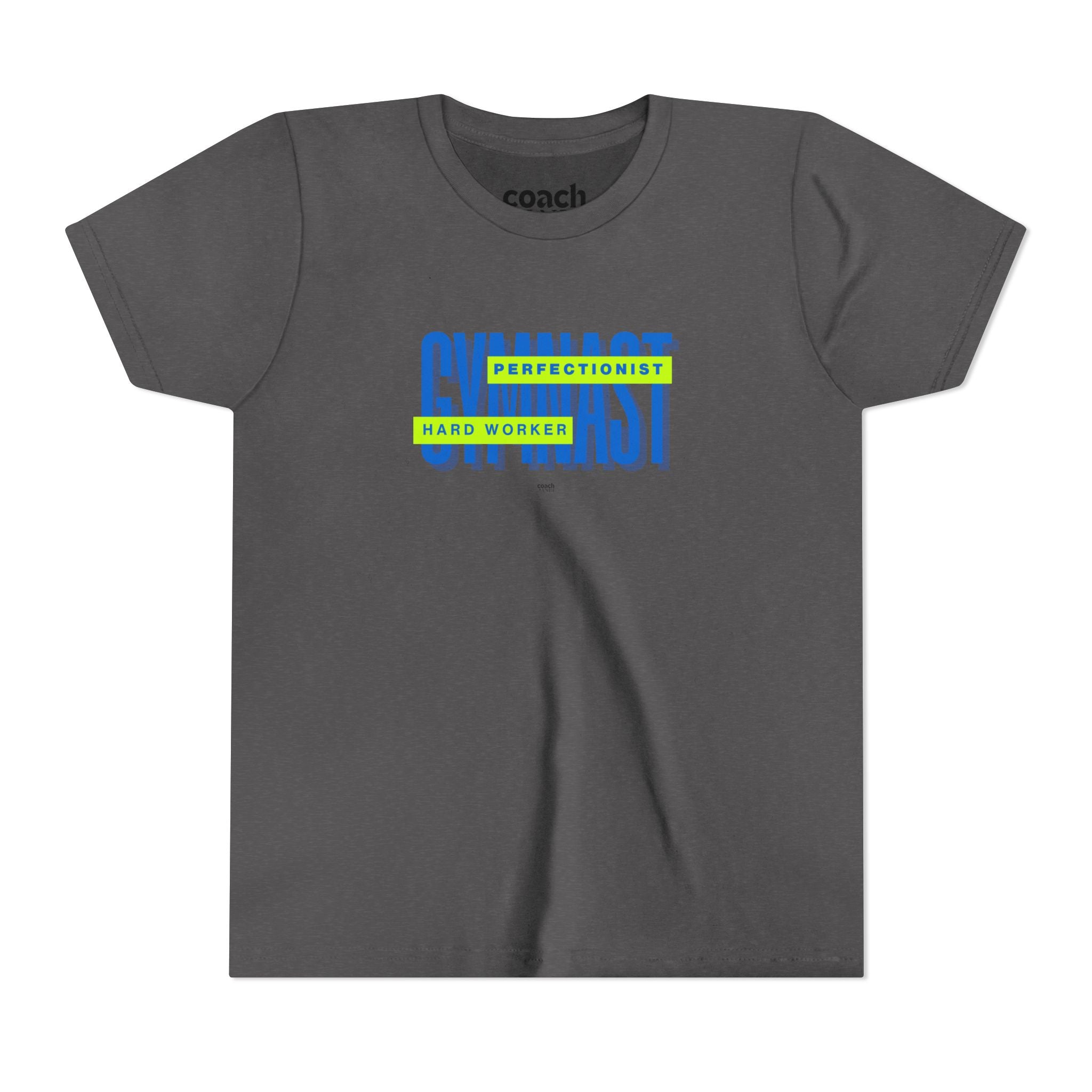 Gymnast Hard Worker Tshirt - Lime/Blue (Youth)