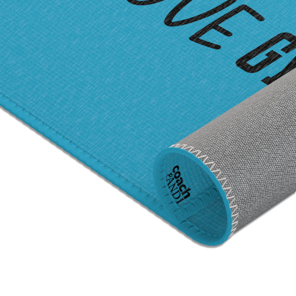 Peace, Love, Gymnastics-Turquoise (Area Rugs)