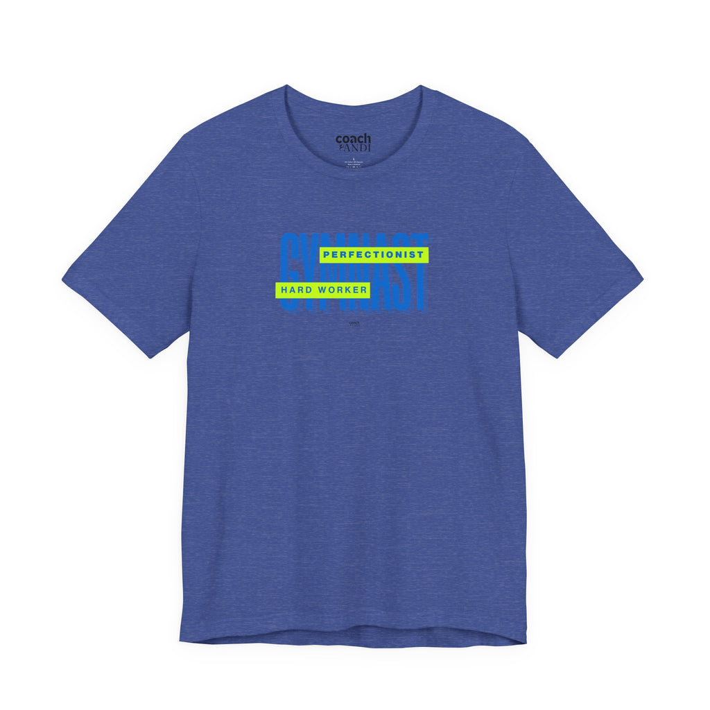 Gymnast Hard Worker Tshirt - Lime/Blue (Adult)