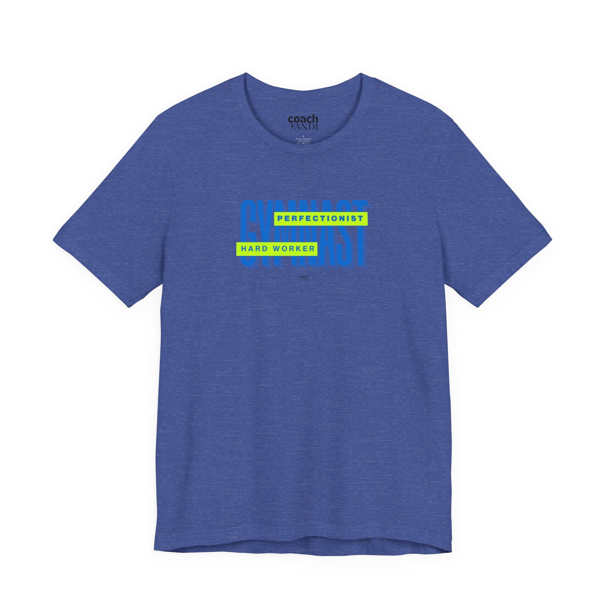 Gymnast Hard Worker Tshirt - Lime/Blue (Adult)