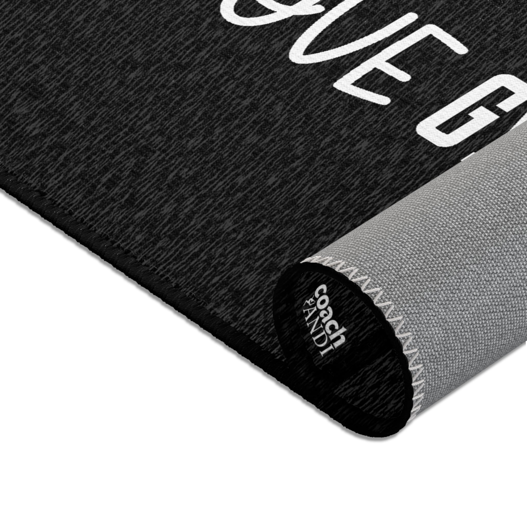 Peace, Love, Gymnastics-Black (Area Rugs)