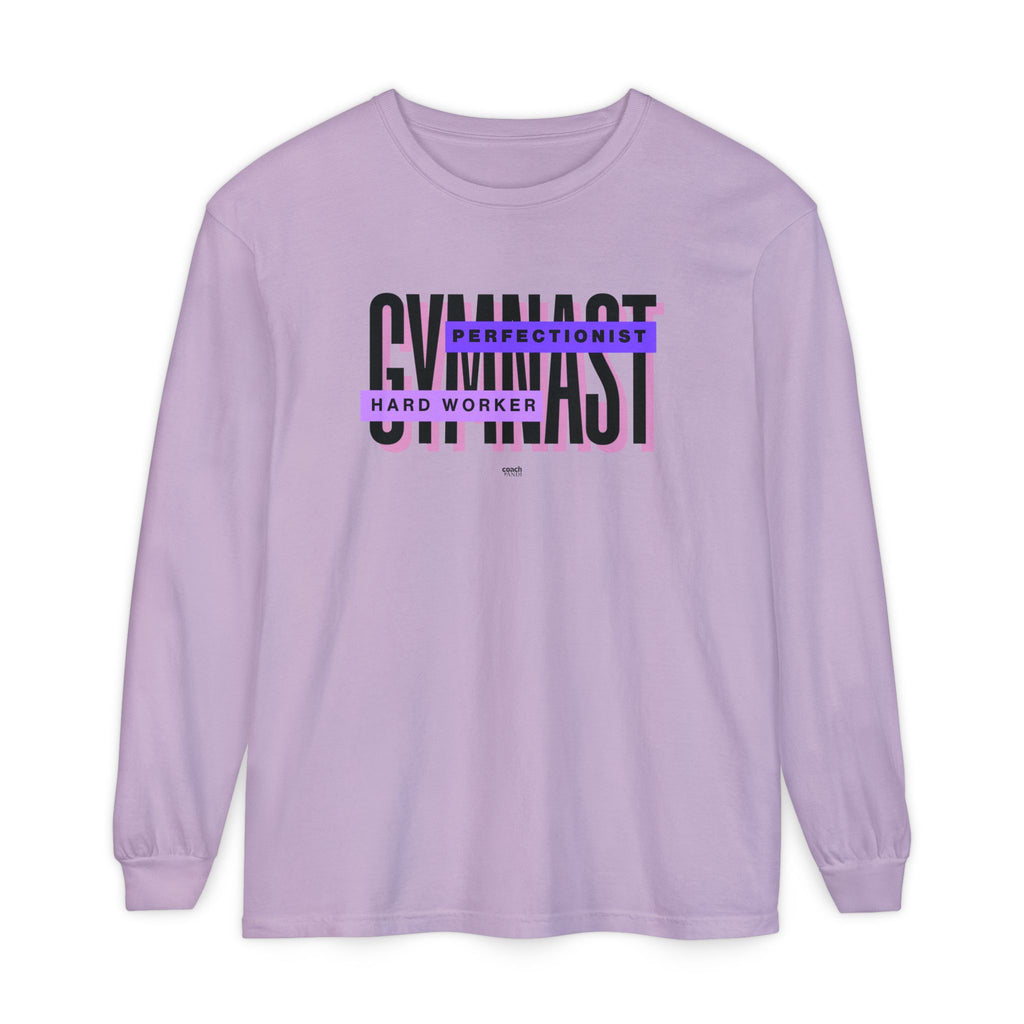 Gymnast Hard Worker Long Sleeve Shirt - Purple (Adult)