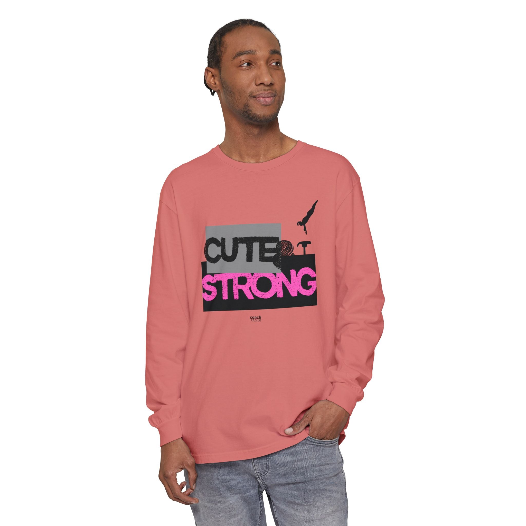 Cute & Strong - Pink/Black (Adult Long Sleeve Shirt)