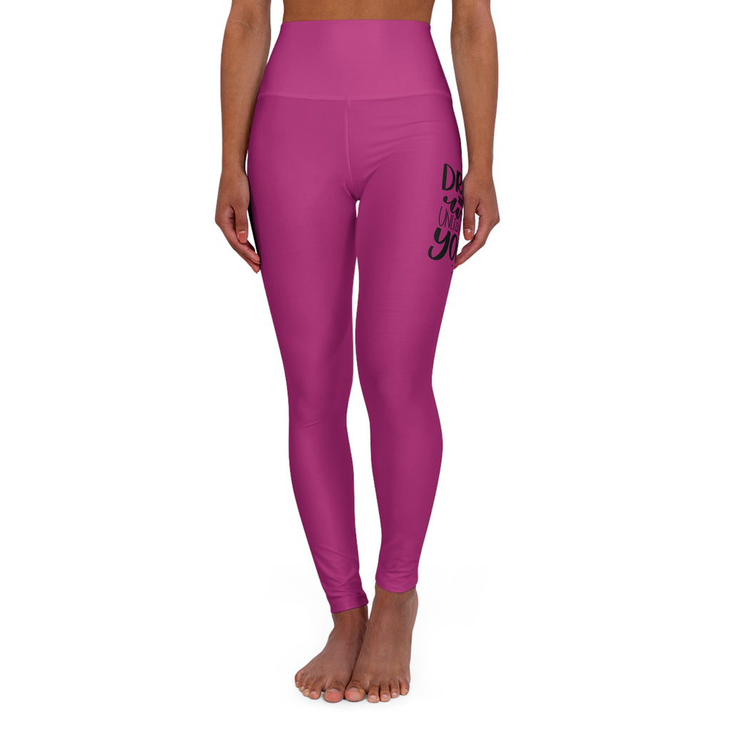 Work Hard-Pink(Adult High Waisted Yoga Leggings (AOP))