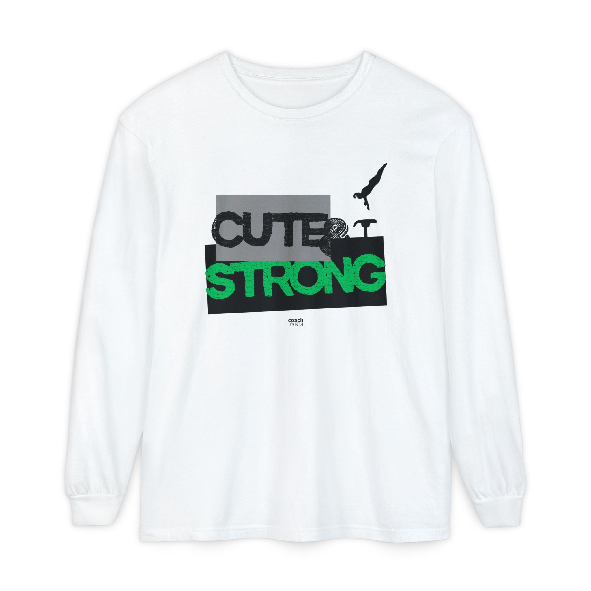 Cute & Strong - Green/Black (Adult Long Sleeve Shirt)