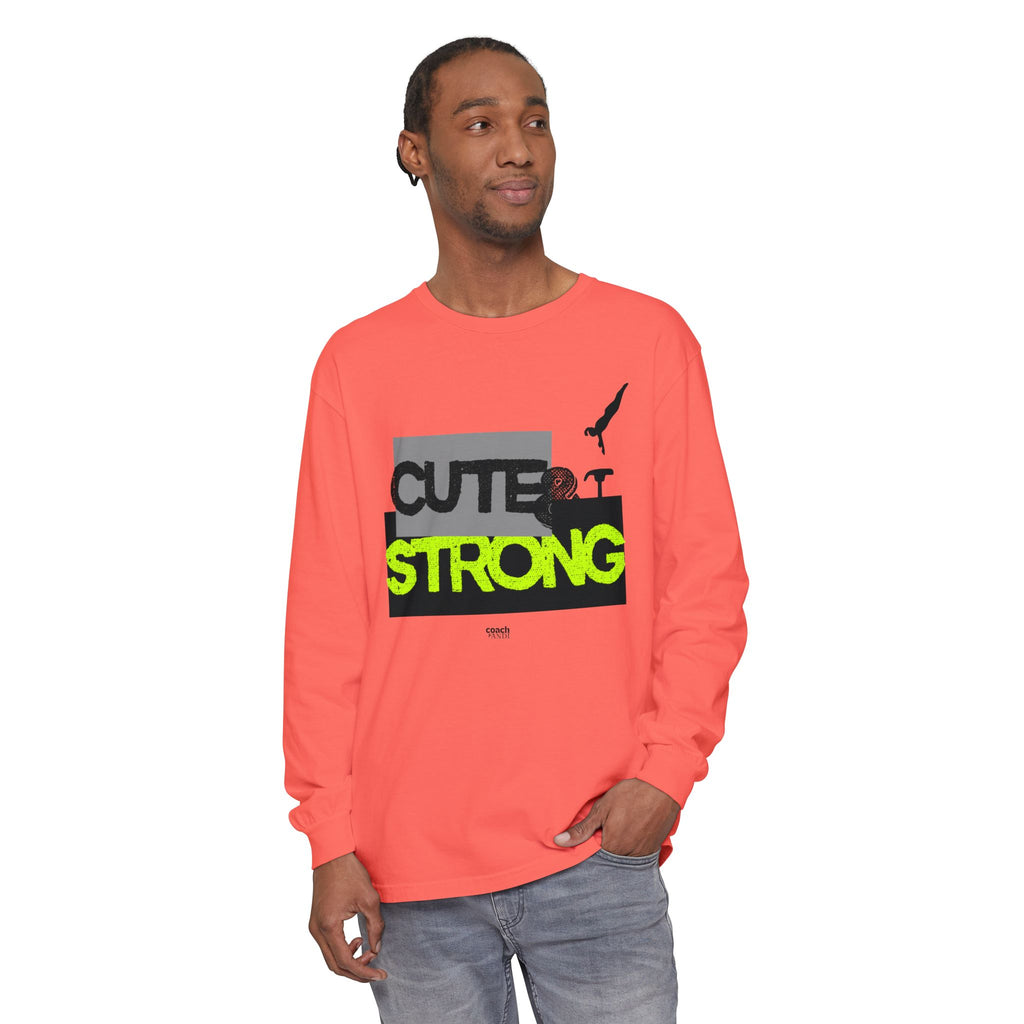 Cute & Strong - Lime/Black (Adult Long Sleeve Shirt)
