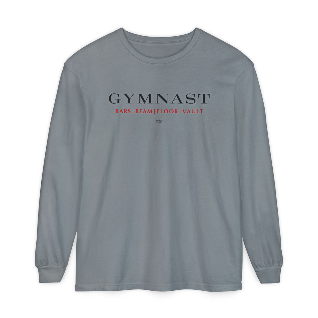 GYMNAST (Bars Beam Floor Vault) Long Sleeve Shirt - Red (Adult )