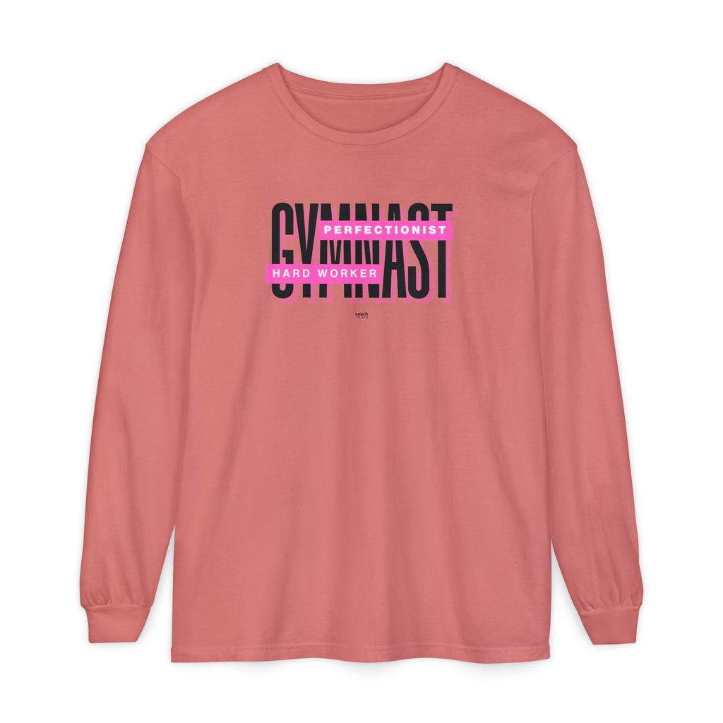 Gymnast Hard Worker Long Sleeve Shirt - Pink (Adult)