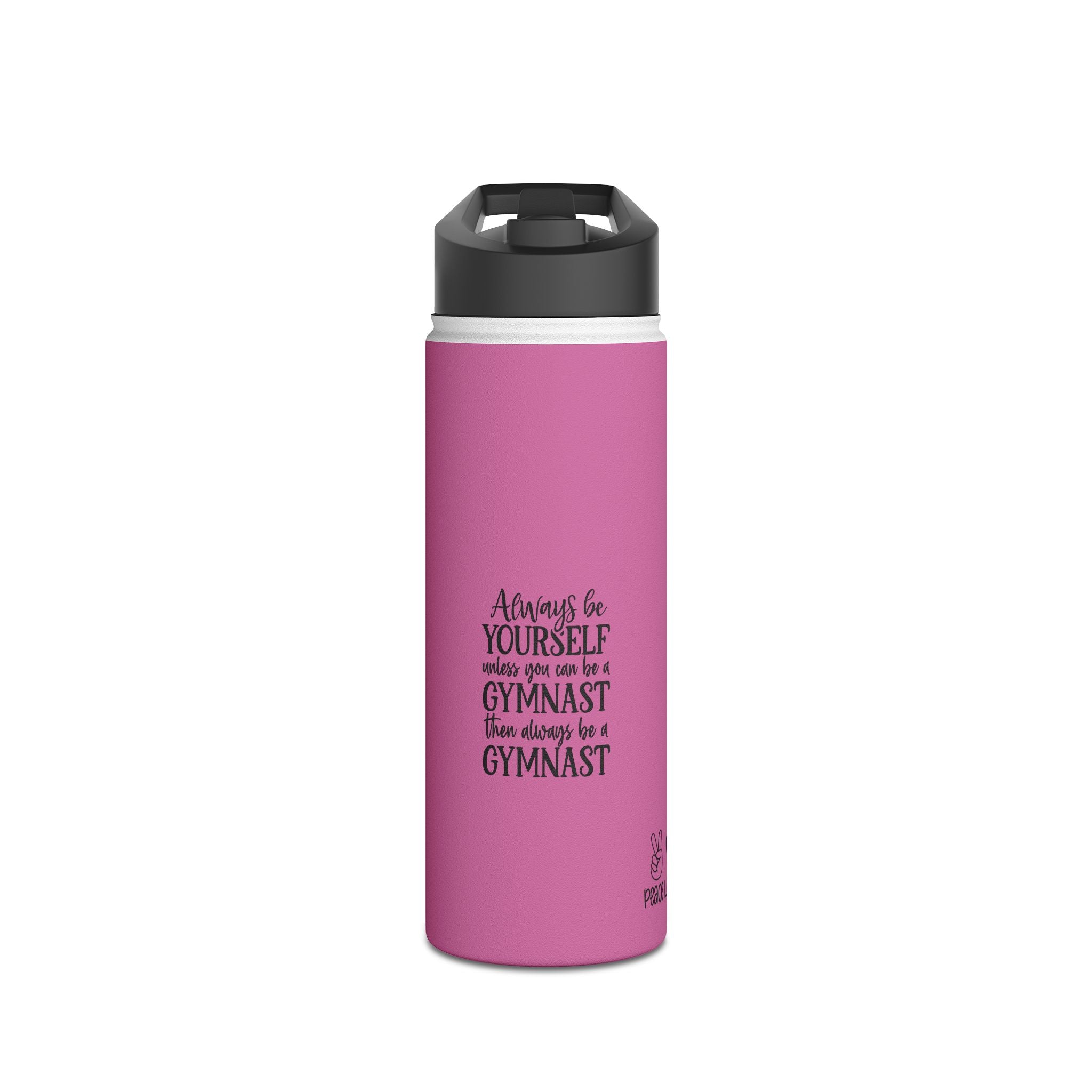 Gymnastics Quotes-Pink (Stainless Steel Water Bottle, Standard Lid)