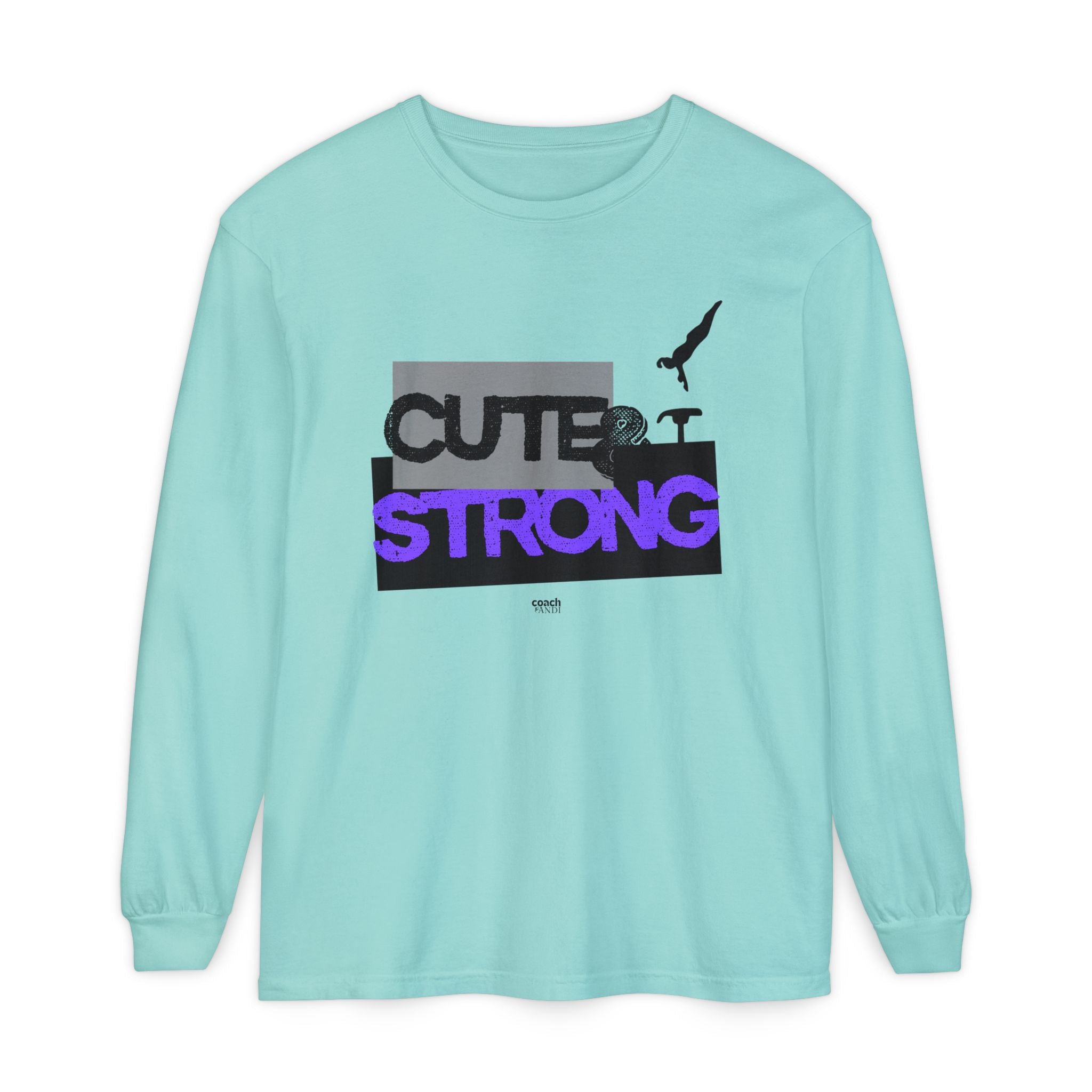 Cute & Strong - Purple/Black (Adult Long Sleeve Shirt)