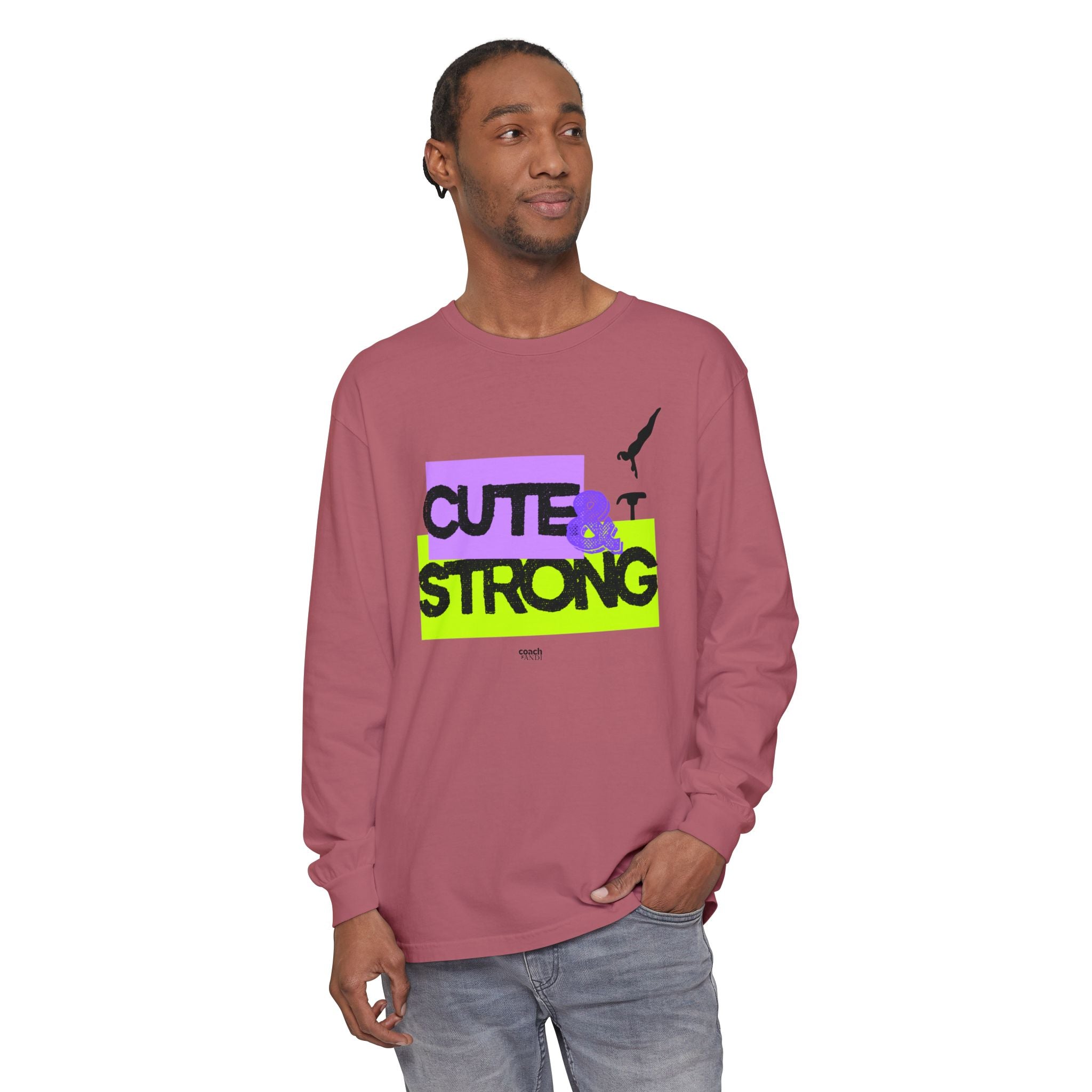 Cute & Strong - Aqua/Pink (Adult Long Sleeve Shirt)