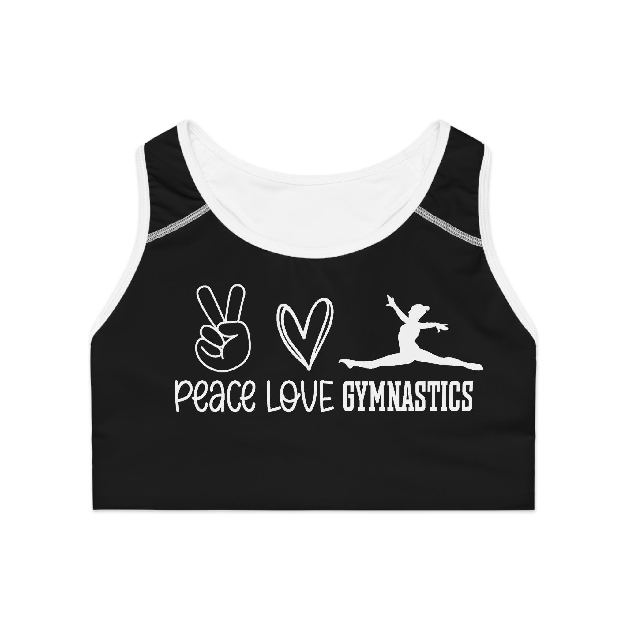 Peace, Love, Gymnastics (Sports Bra (AOP)
