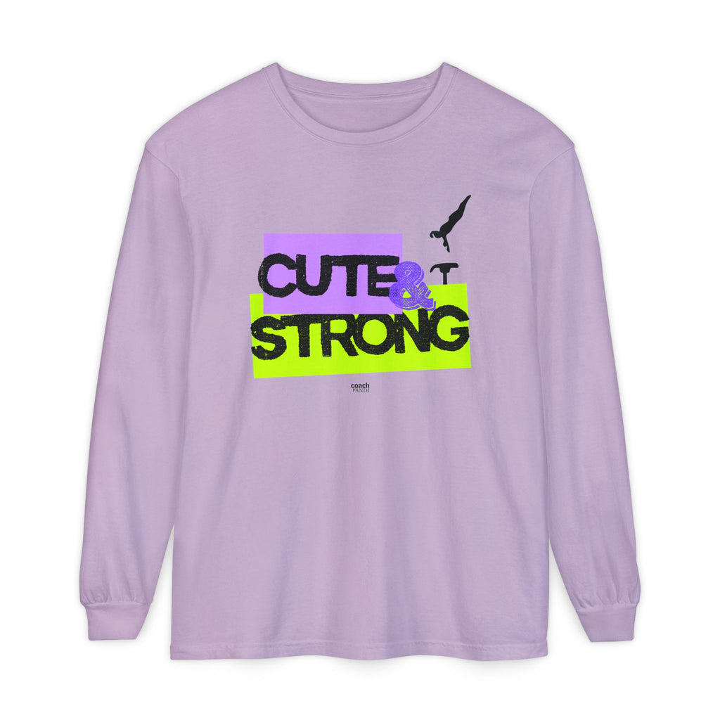 Cute & Strong - Aqua/Pink (Adult Long Sleeve Shirt)