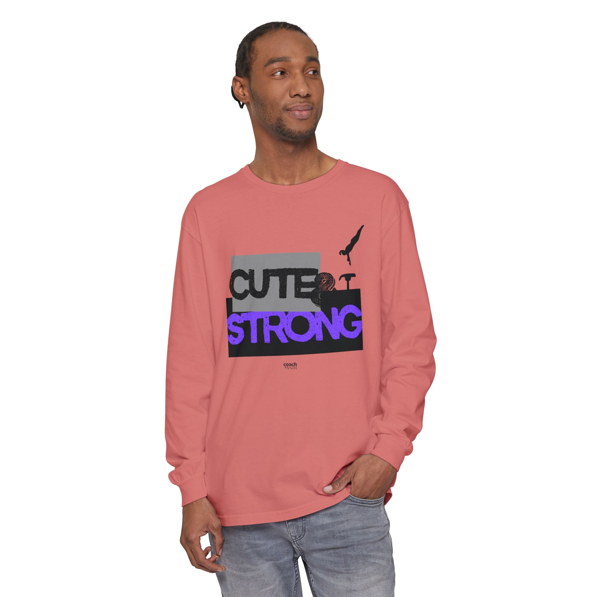 Cute & Strong - Purple/Black (Adult Long Sleeve Shirt)