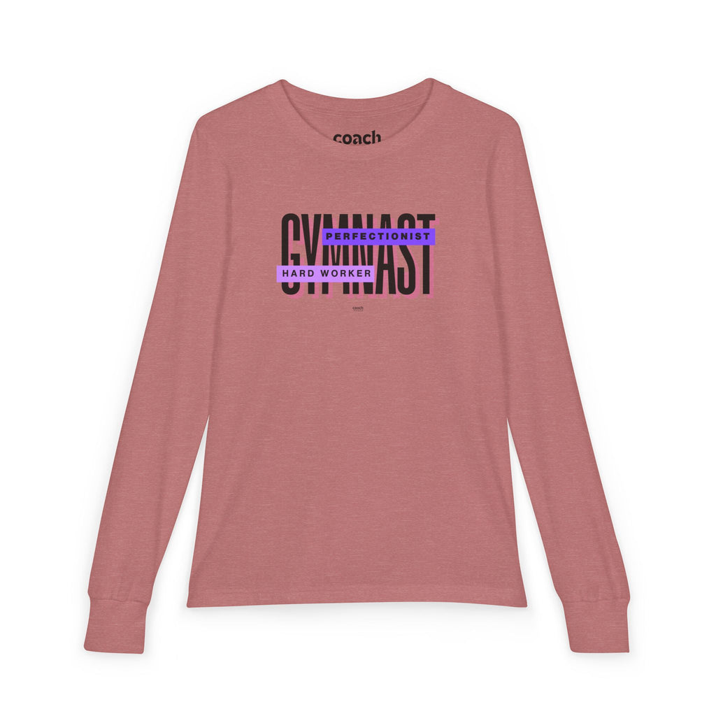 Gymnast Hard Worker Long Sleeve Shirt - Purple (Youth)