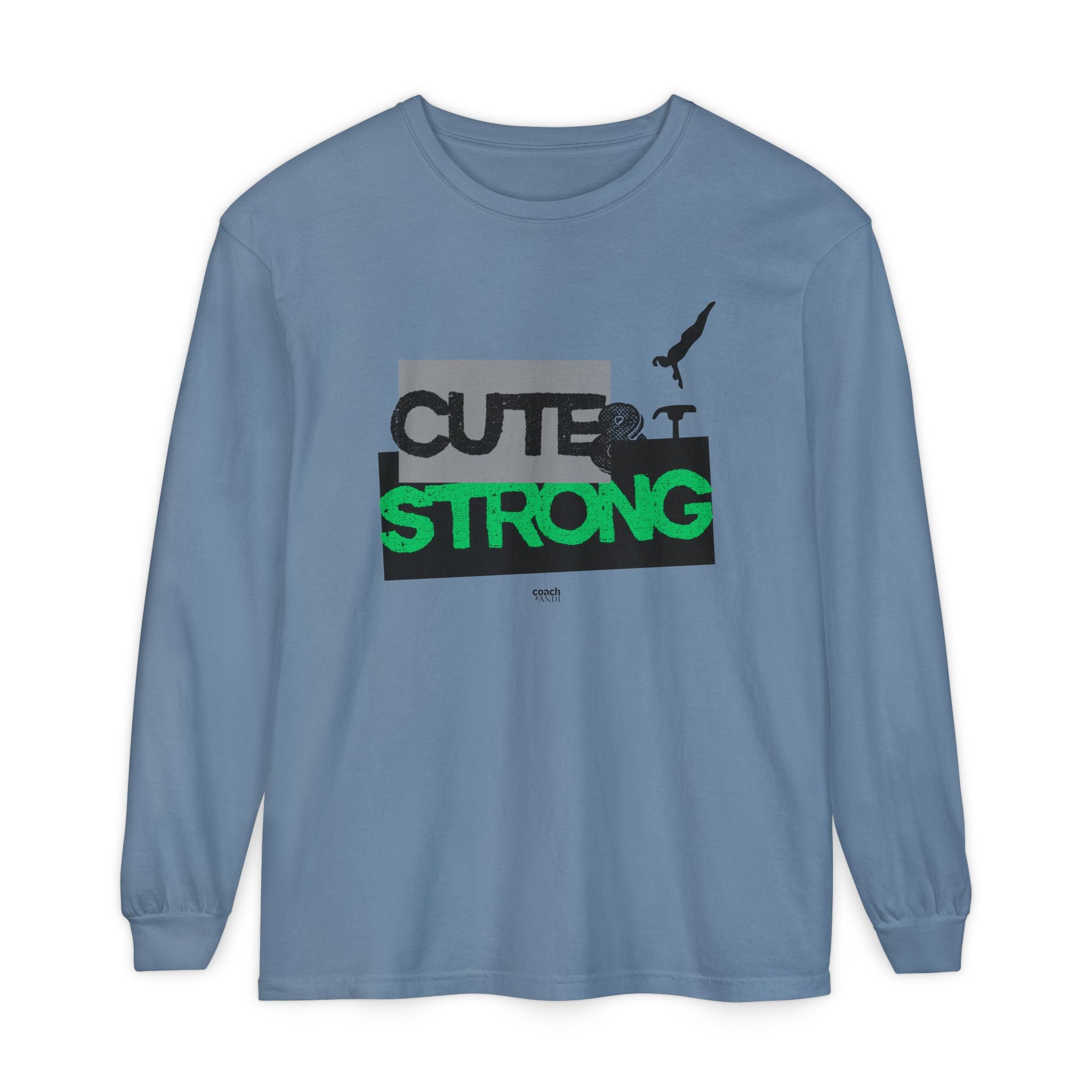 Cute & Strong - Green/Black (Adult Long Sleeve Shirt)