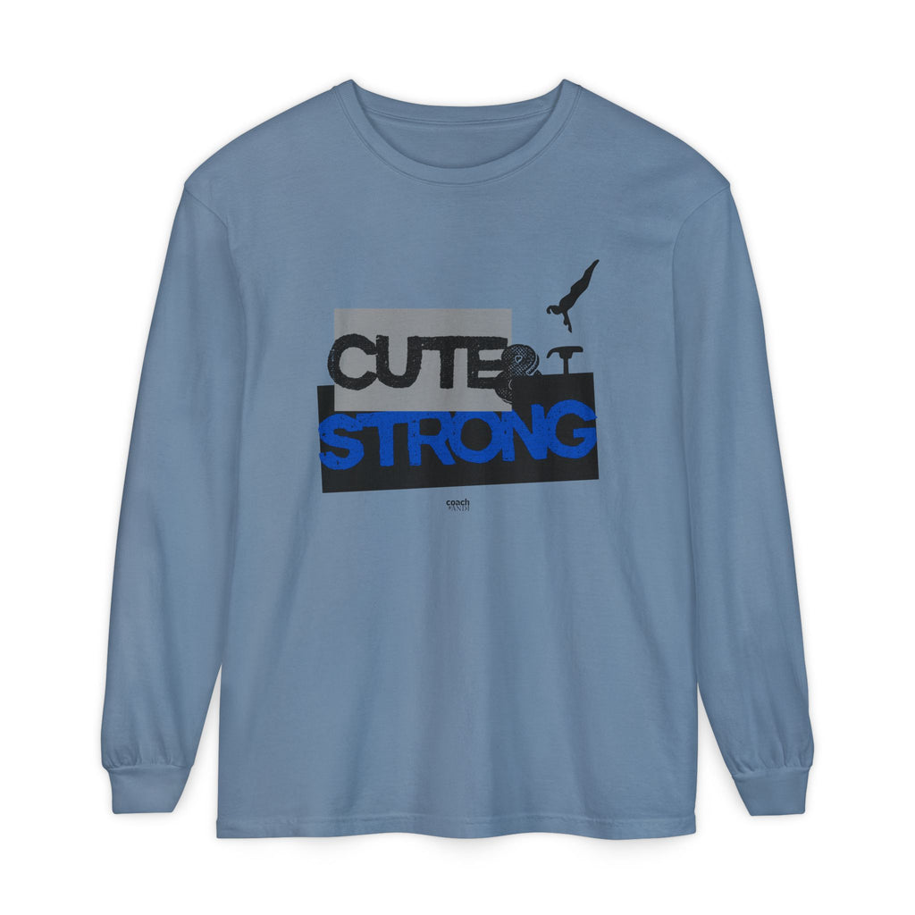 Cute & Strong - Blue/Black (Adult Long Sleeve Shirt)