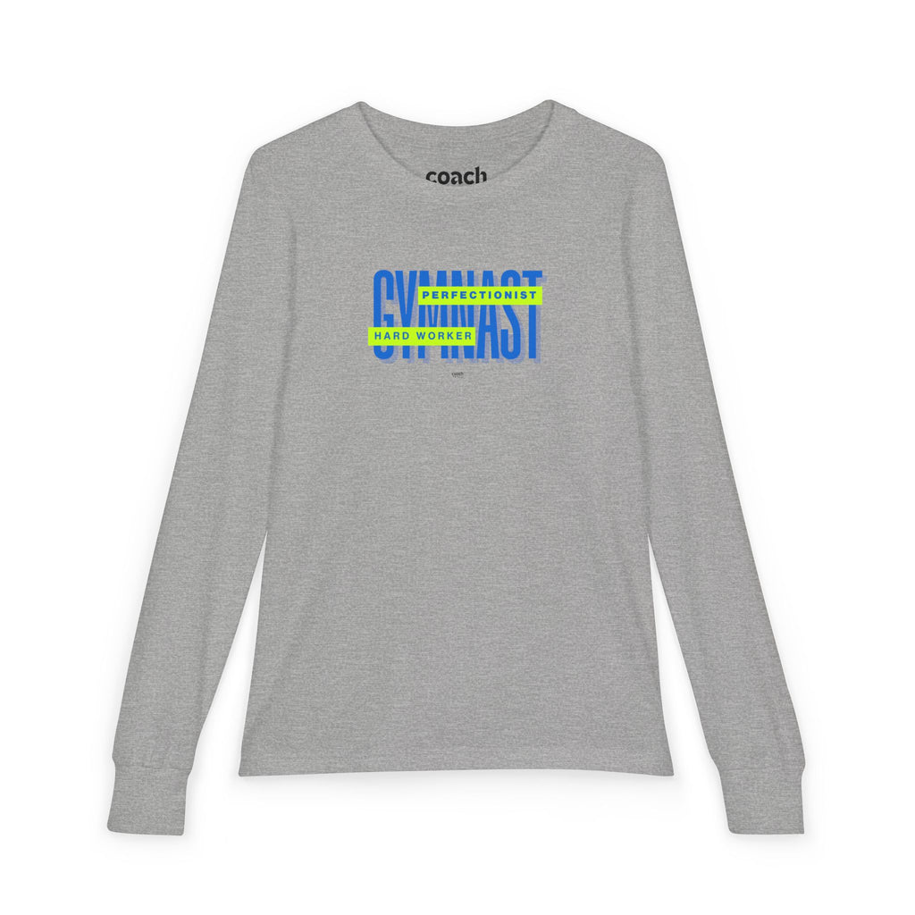 Gymnast Hard Worker Long Sleeve Shirt - Lime/Blue (Youth)