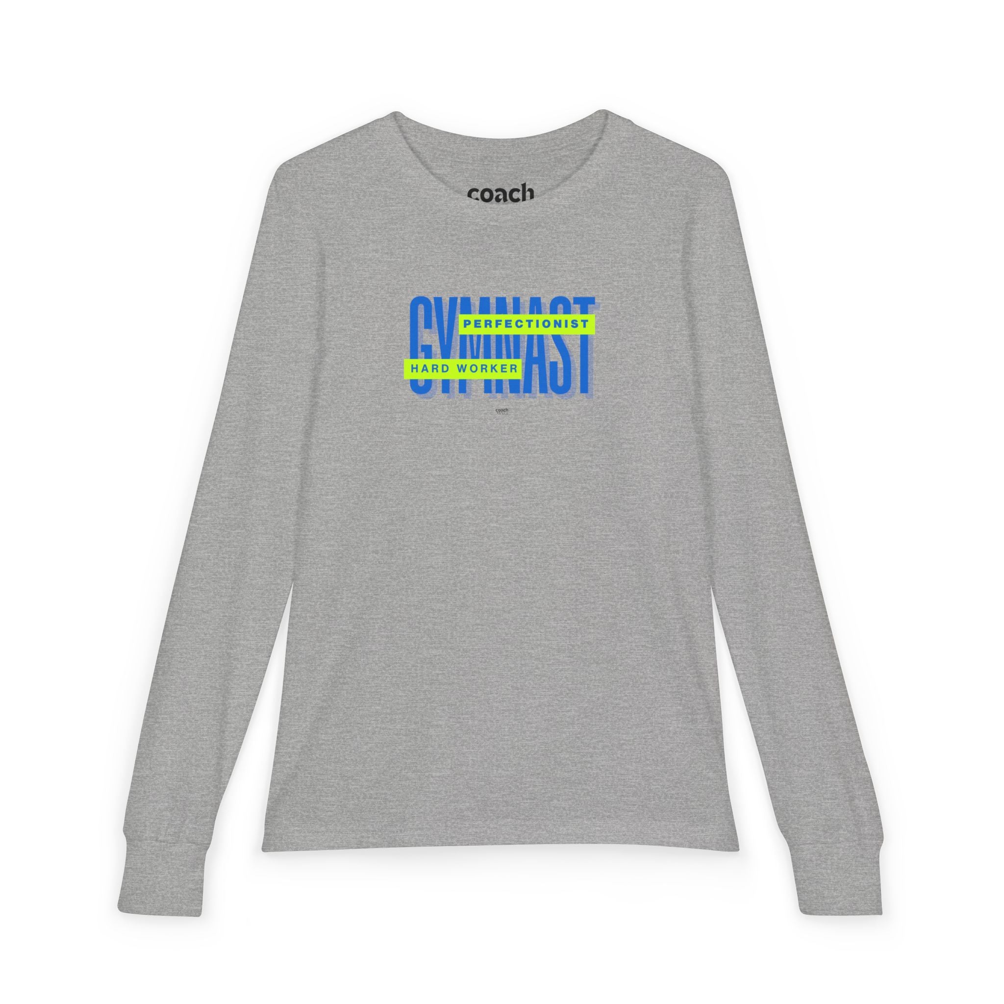 Gymnast Hard Worker Long Sleeve Shirt - Lime/Blue (Youth)