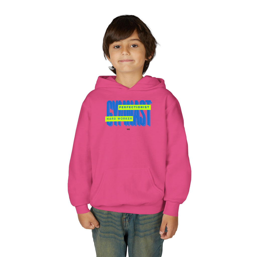 Gymnast Hard Worker Hoodie - Lime/Blue (Youth)