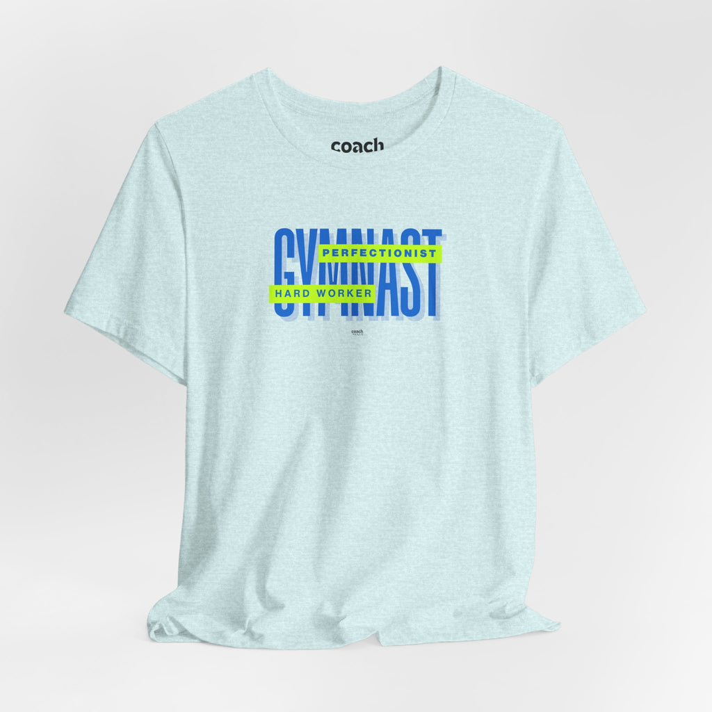 Gymnast Hard Worker Tshirt - Lime/Blue (Adult)