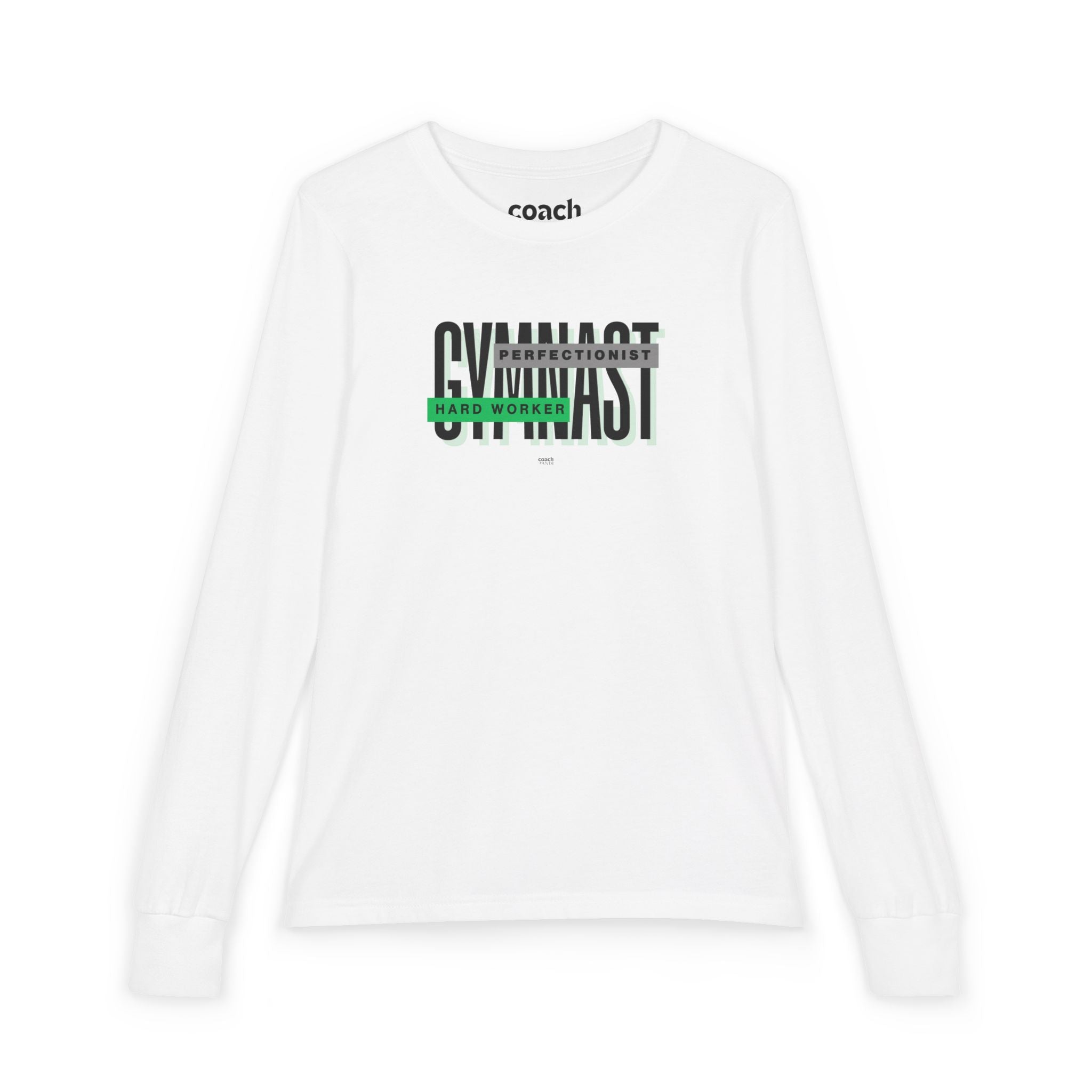 Gymnast Hard Worker Long Sleeve Shirt - Green (Youth)