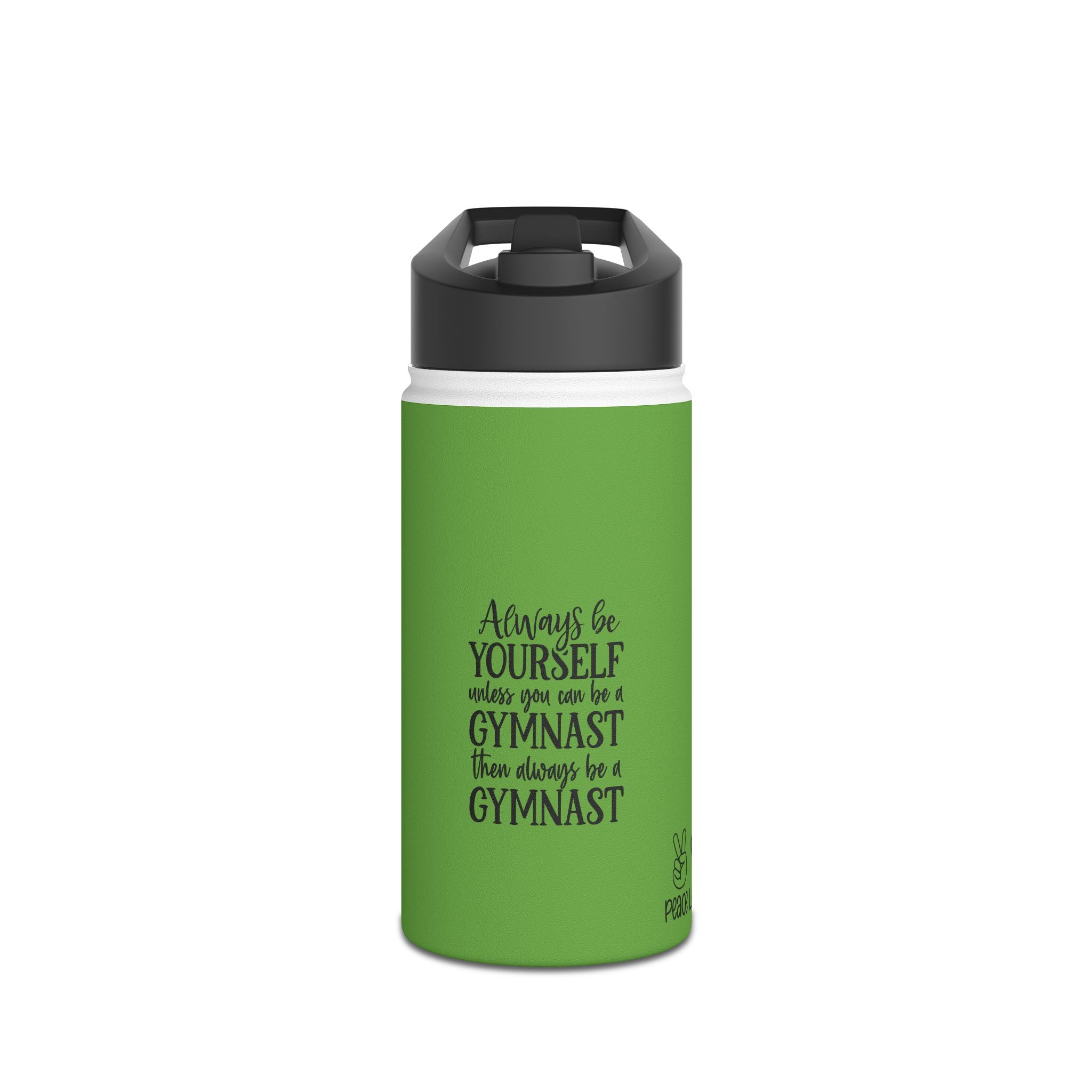 Gymnastics Quotes-Green (Stainless Steel Water Bottle, Standard Lid)
