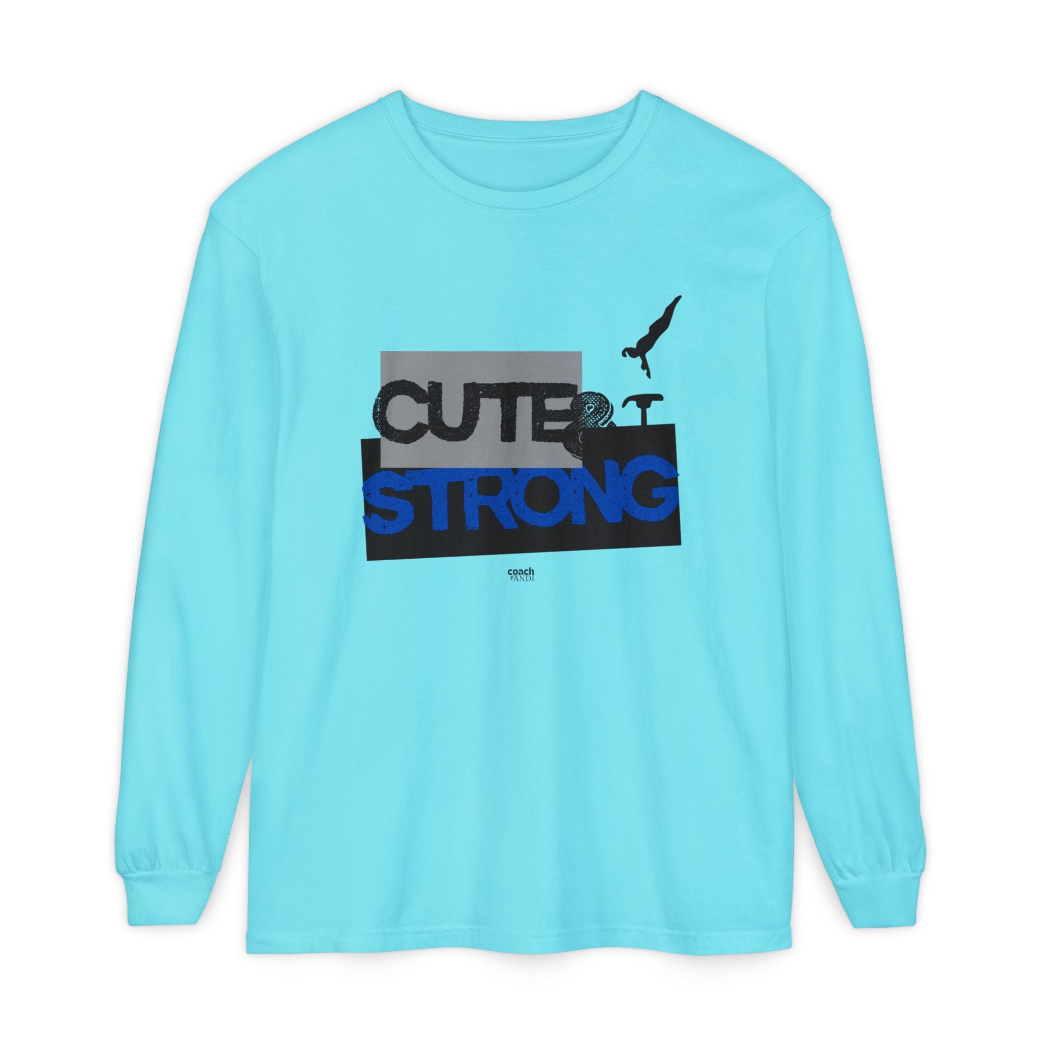 Cute & Strong - Blue/Black (Adult Long Sleeve Shirt)