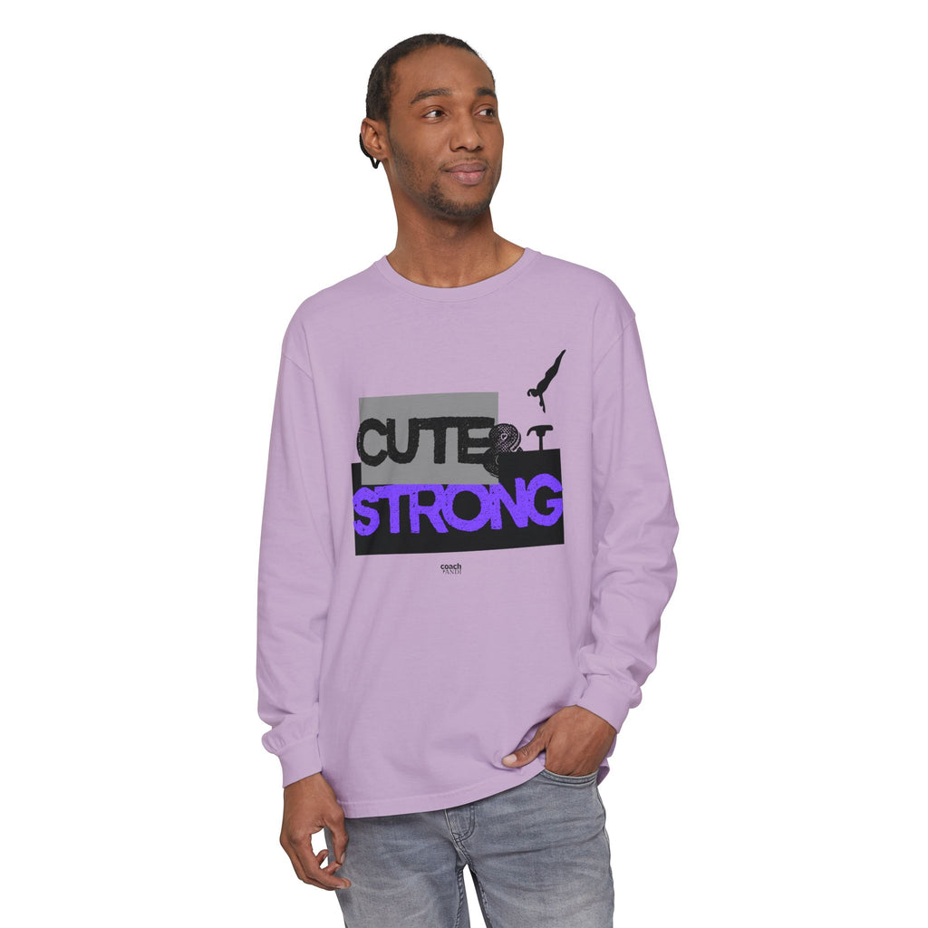 Cute & Strong - Purple/Black (Adult Long Sleeve Shirt)