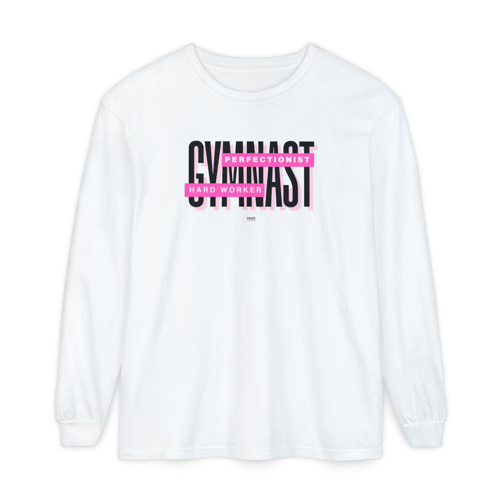 Gymnast Hard Worker Long Sleeve Shirt - Pink (Adult)