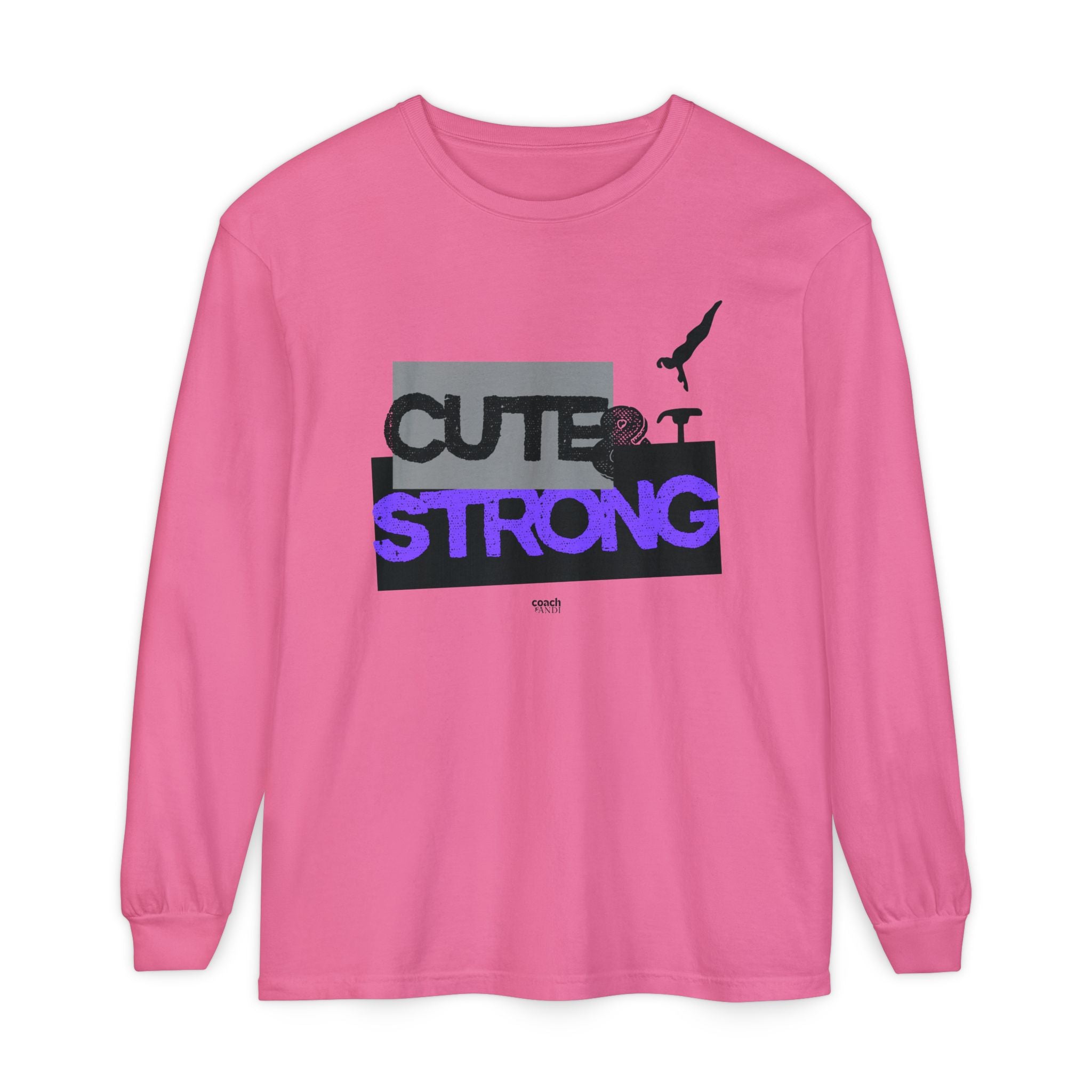 Cute & Strong - Purple/Black (Adult Long Sleeve Shirt)