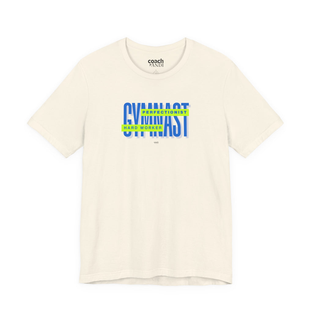 Gymnast Hard Worker Tshirt - Lime/Blue (Adult)