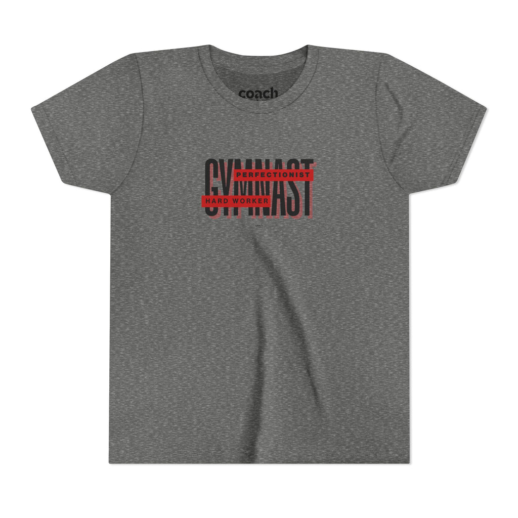 Gymnast Hard Worker Tshirt - Red/Black (Youth)