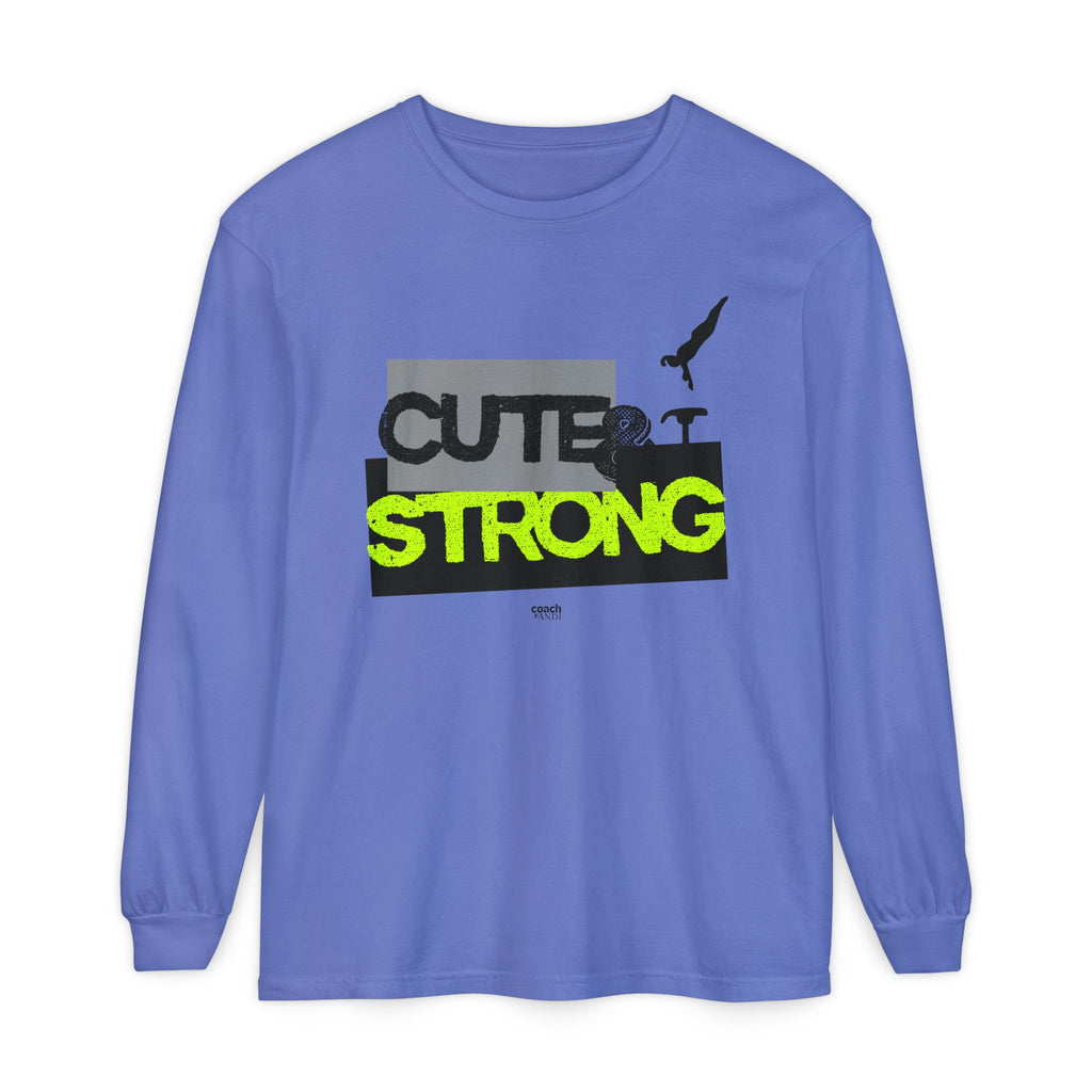 Cute & Strong - Lime/Black (Adult Long Sleeve Shirt)