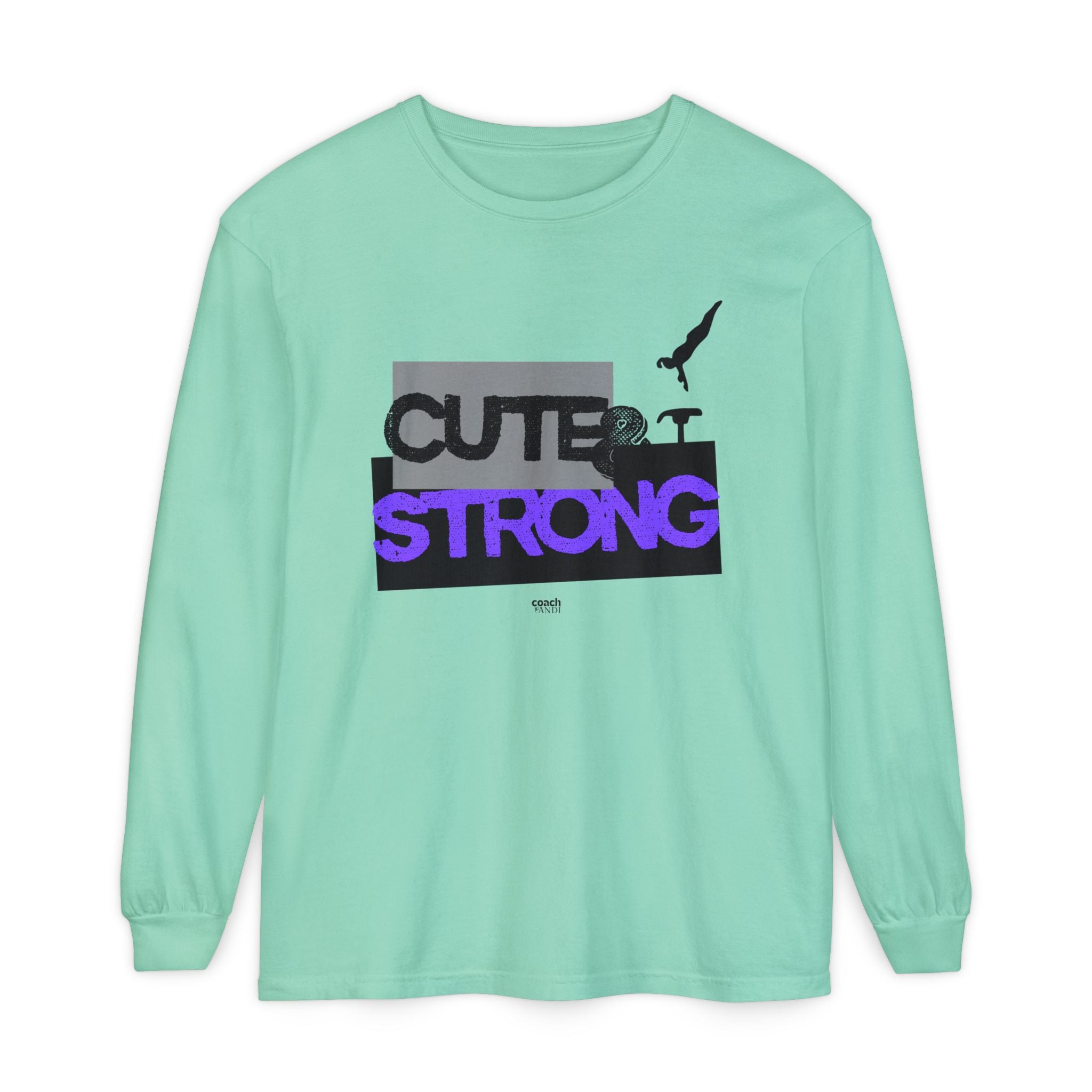 Cute & Strong - Purple/Black (Adult Long Sleeve Shirt)