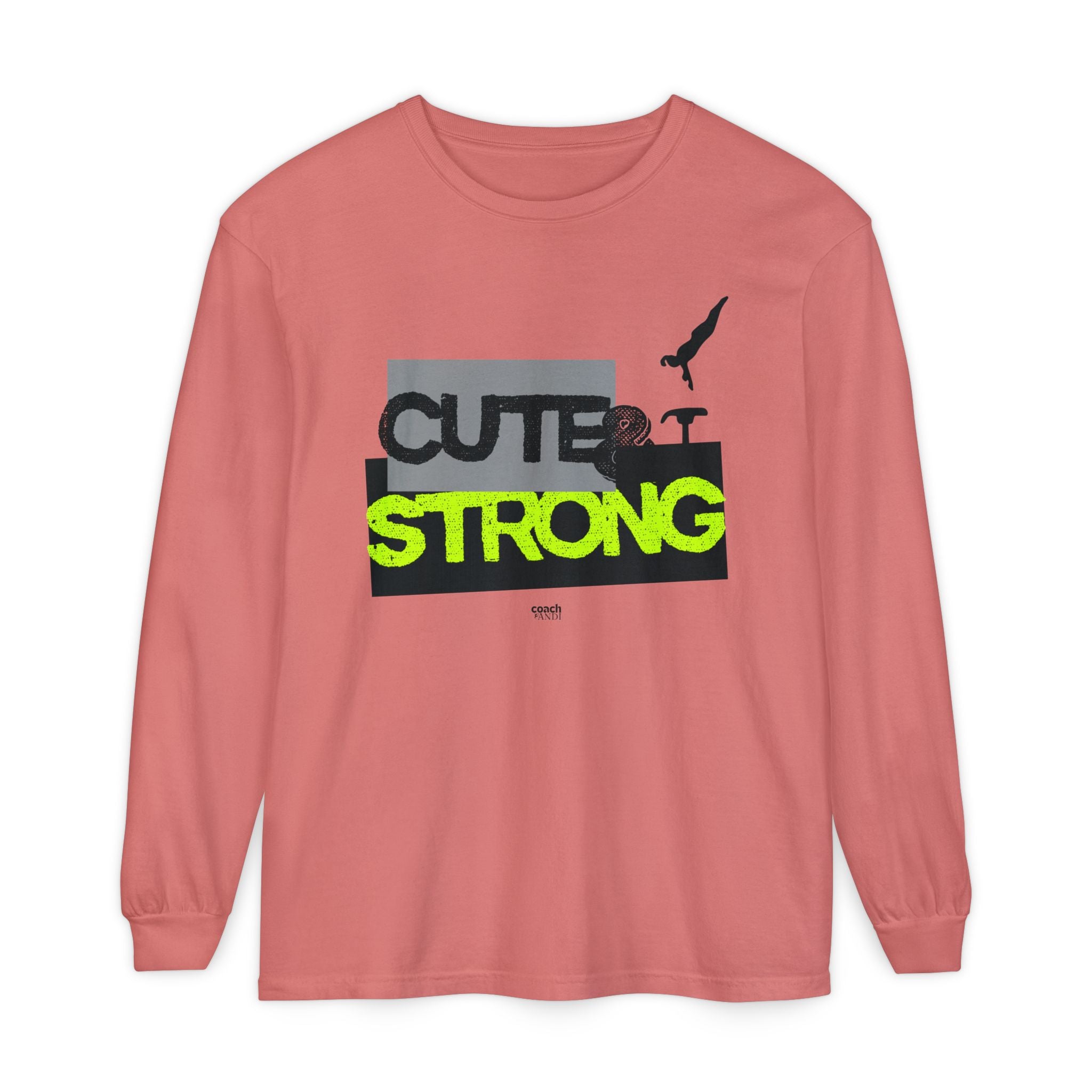 Cute & Strong - Lime/Black (Adult Long Sleeve Shirt)