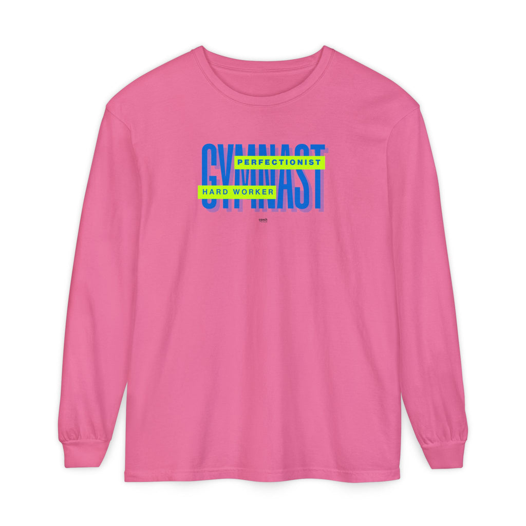Gymnast Hard Worker Long Sleeve Shirt - Lime/Blue (Adult)