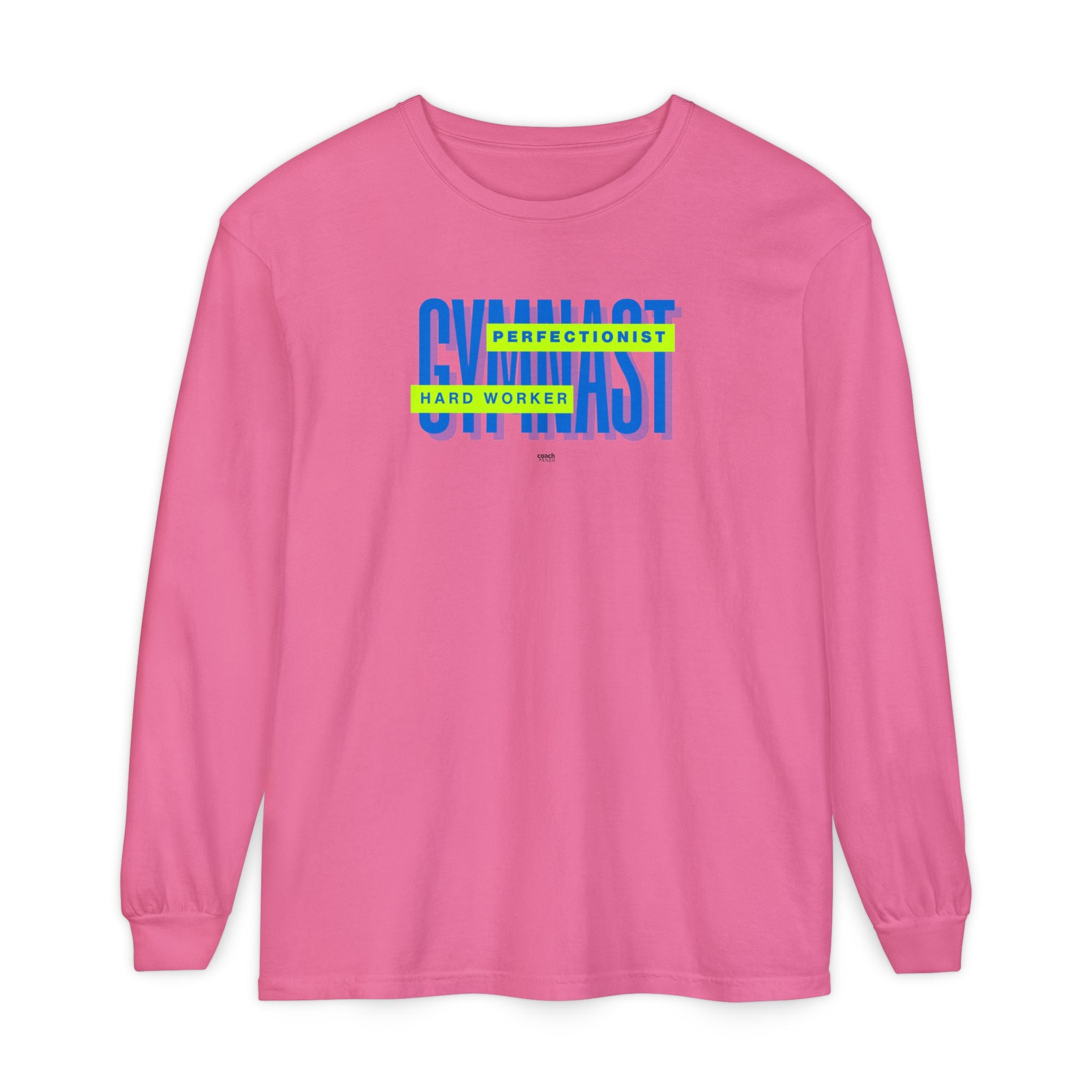 Gymnast Hard Worker Long Sleeve Shirt - Lime/Blue (Adult)